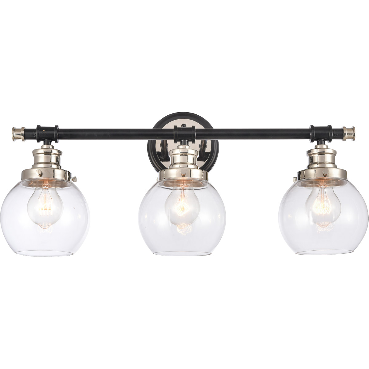 Saybrook 3 Light 24.25 inch Black Polished Nickel Bath Vanity Light Wall Light in Clear Glass