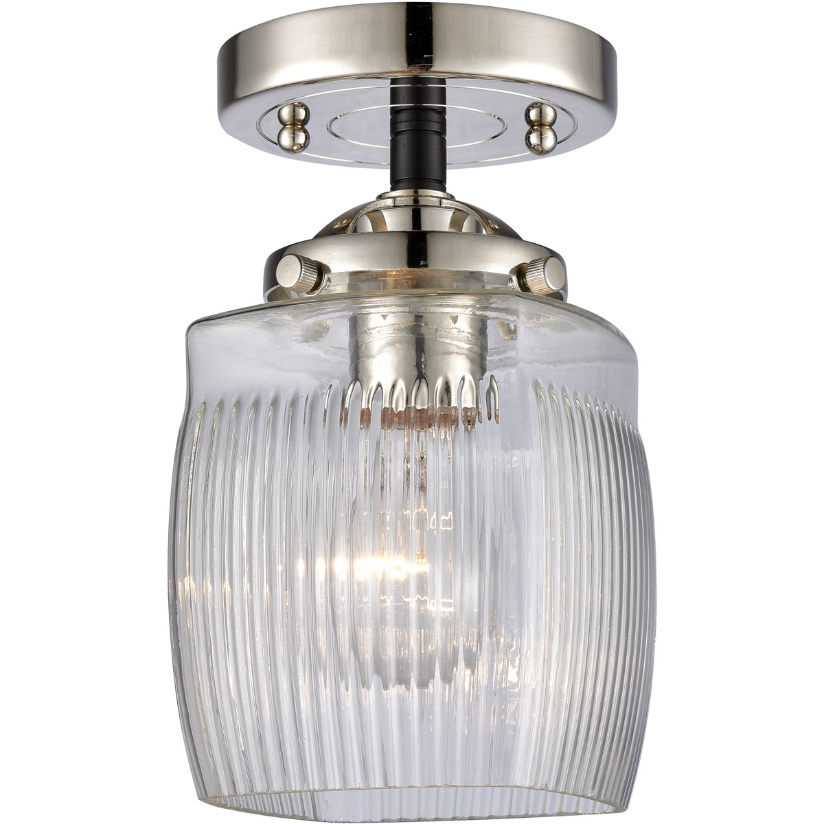Nouveau Colton LED 6 inch Black Polished Nickel Semi-Flush Mount Ceiling Light, Nouveau