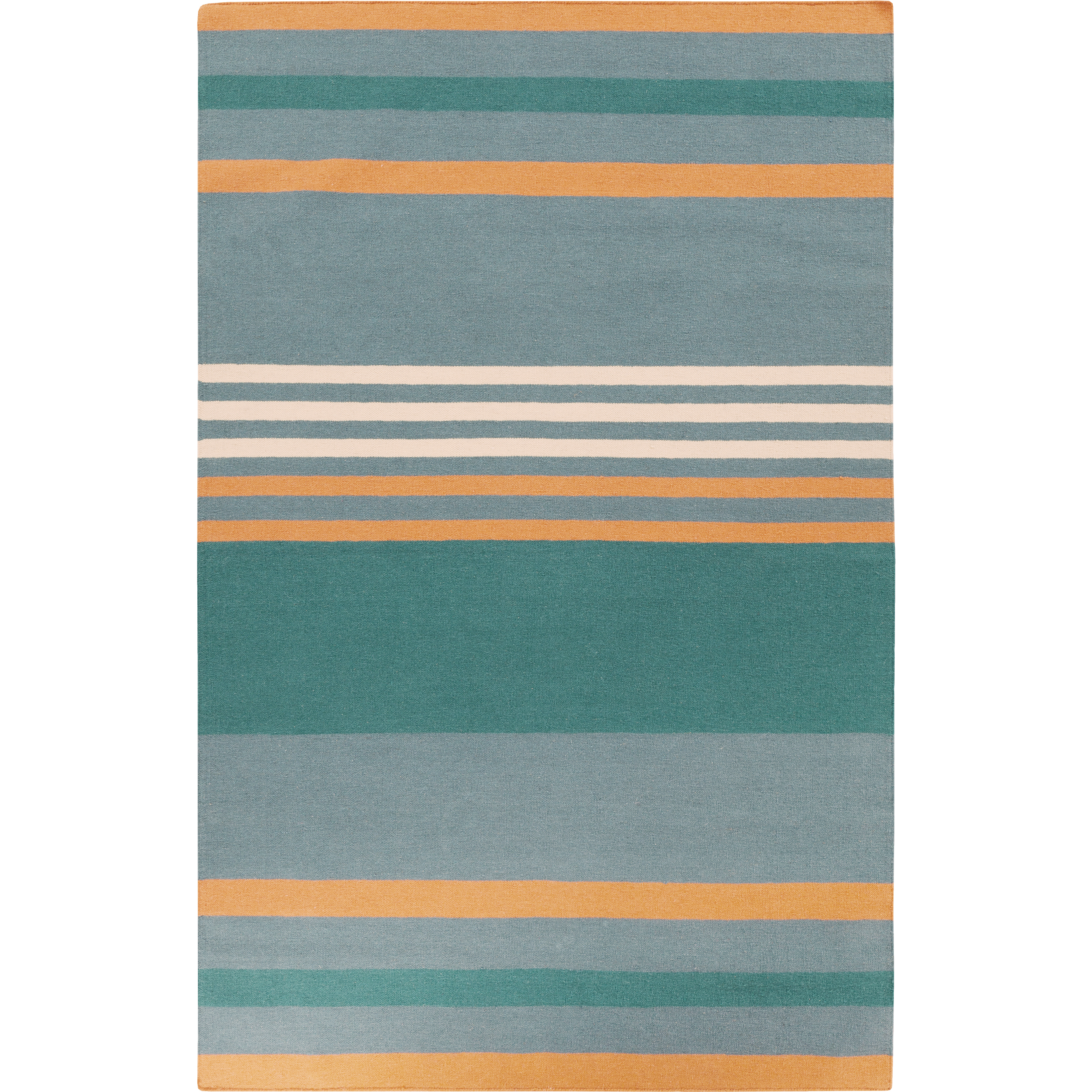 Sheffield Market 132 X 96 inch Teal, Bright Orange, Aqua, Butter Rug