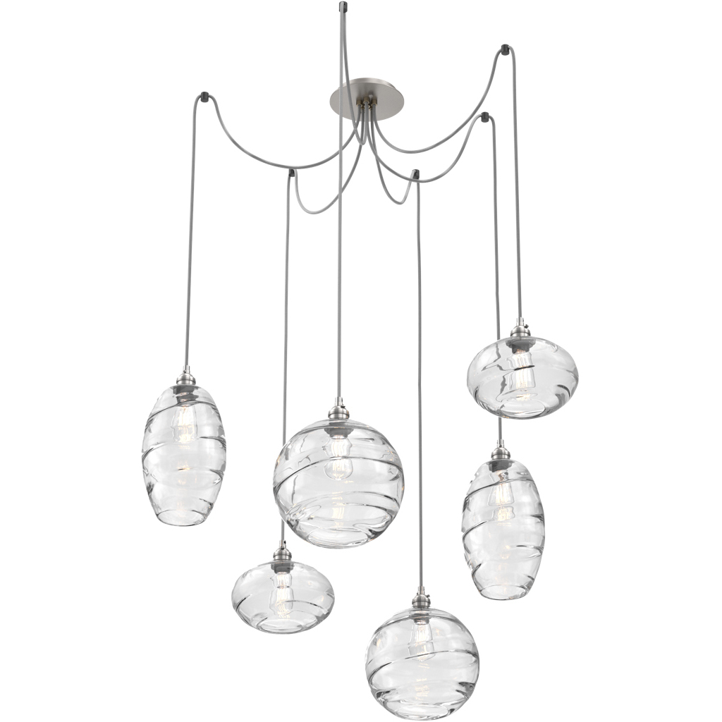 Misto 6 Light 15.5 inch Metallic Beige Silver Swag Multi-Pendant Ceiling Light in Clear Optic