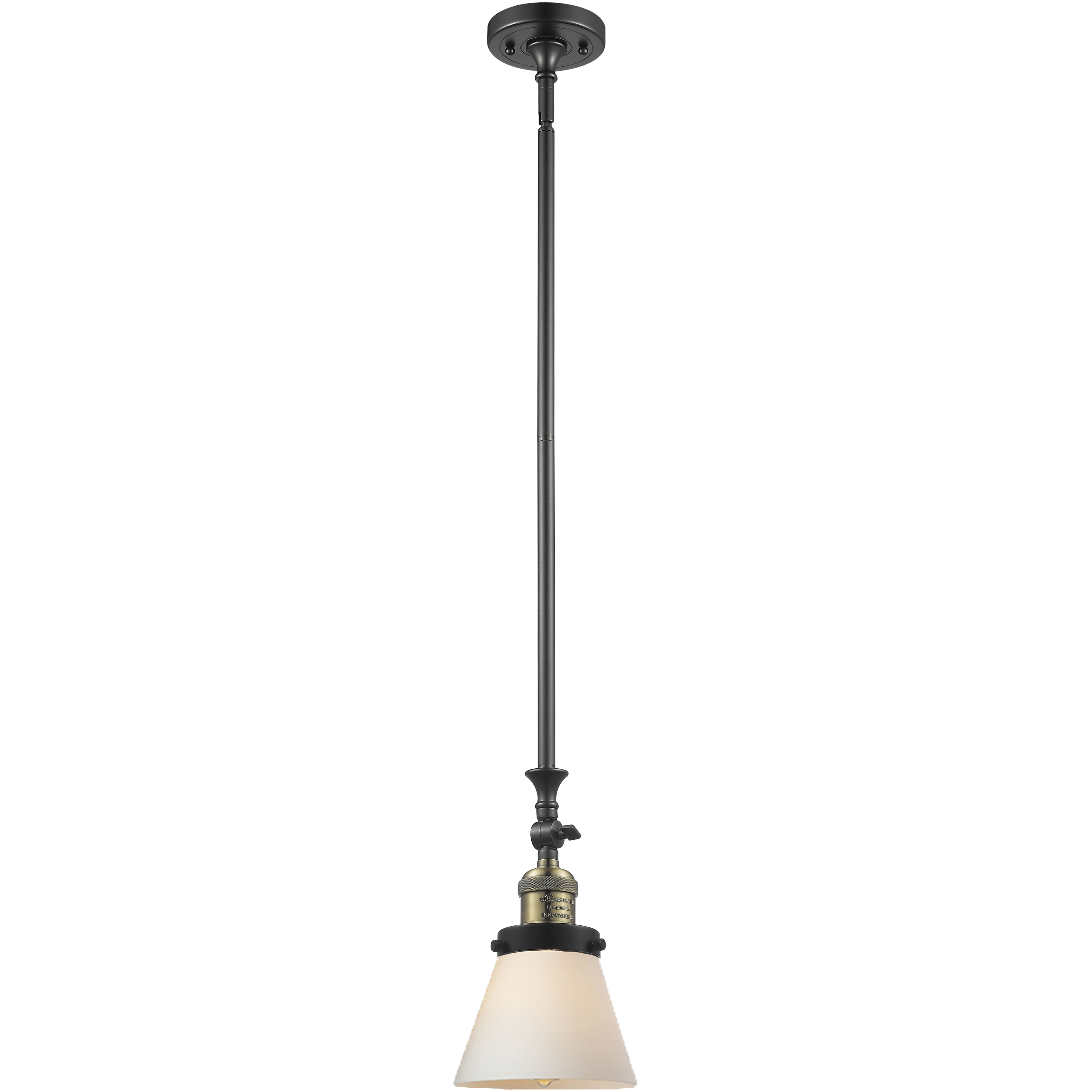Franklin Restoration Cone LED 6 inch Black Antique Brass Mini Pendant Ceiling Light in Matte White, Franklin Restoration