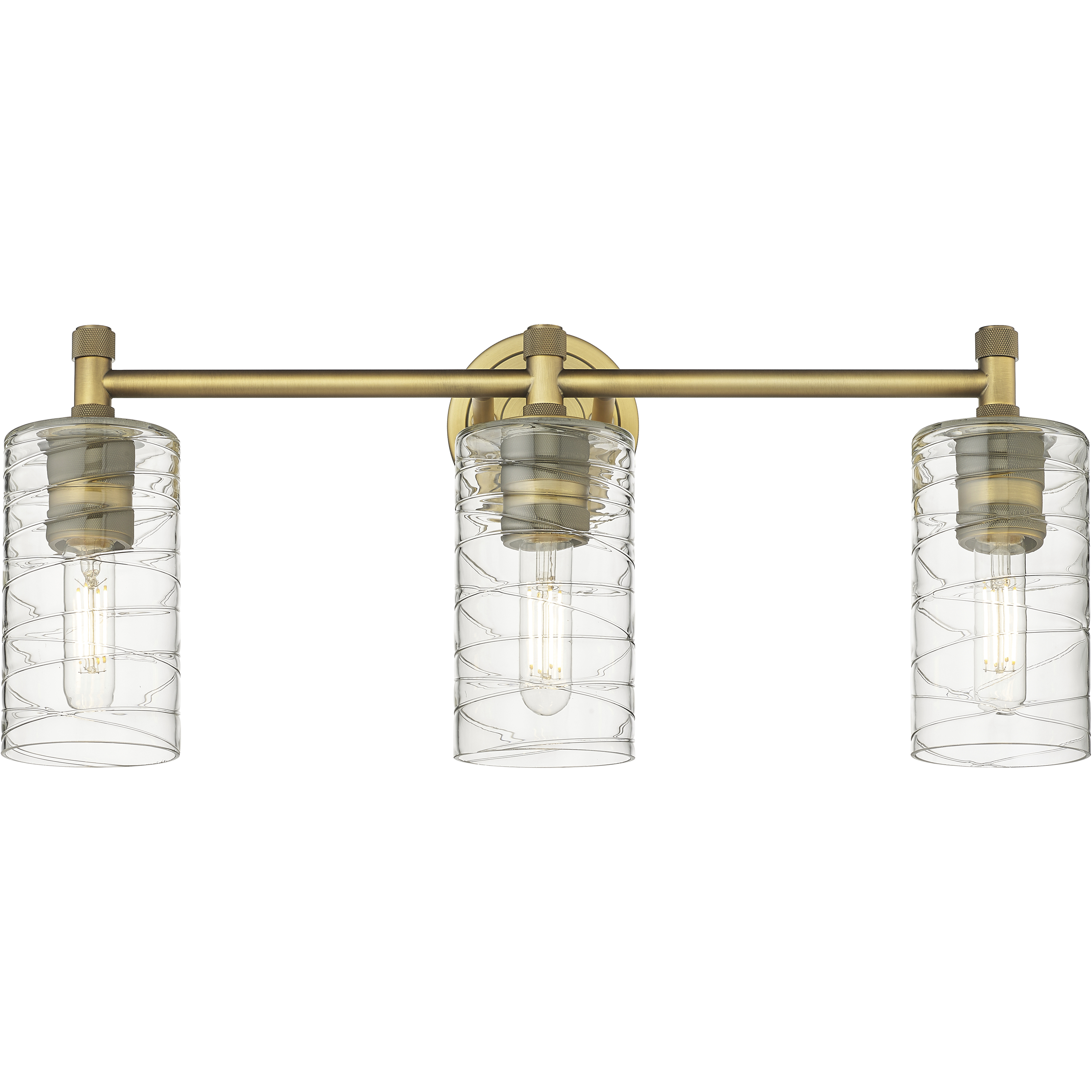 Downtown Urban Crown Point 3 Light 23.88 inch Brushed Brass Bath Vanity Light Wall Light in Deco Swirl
