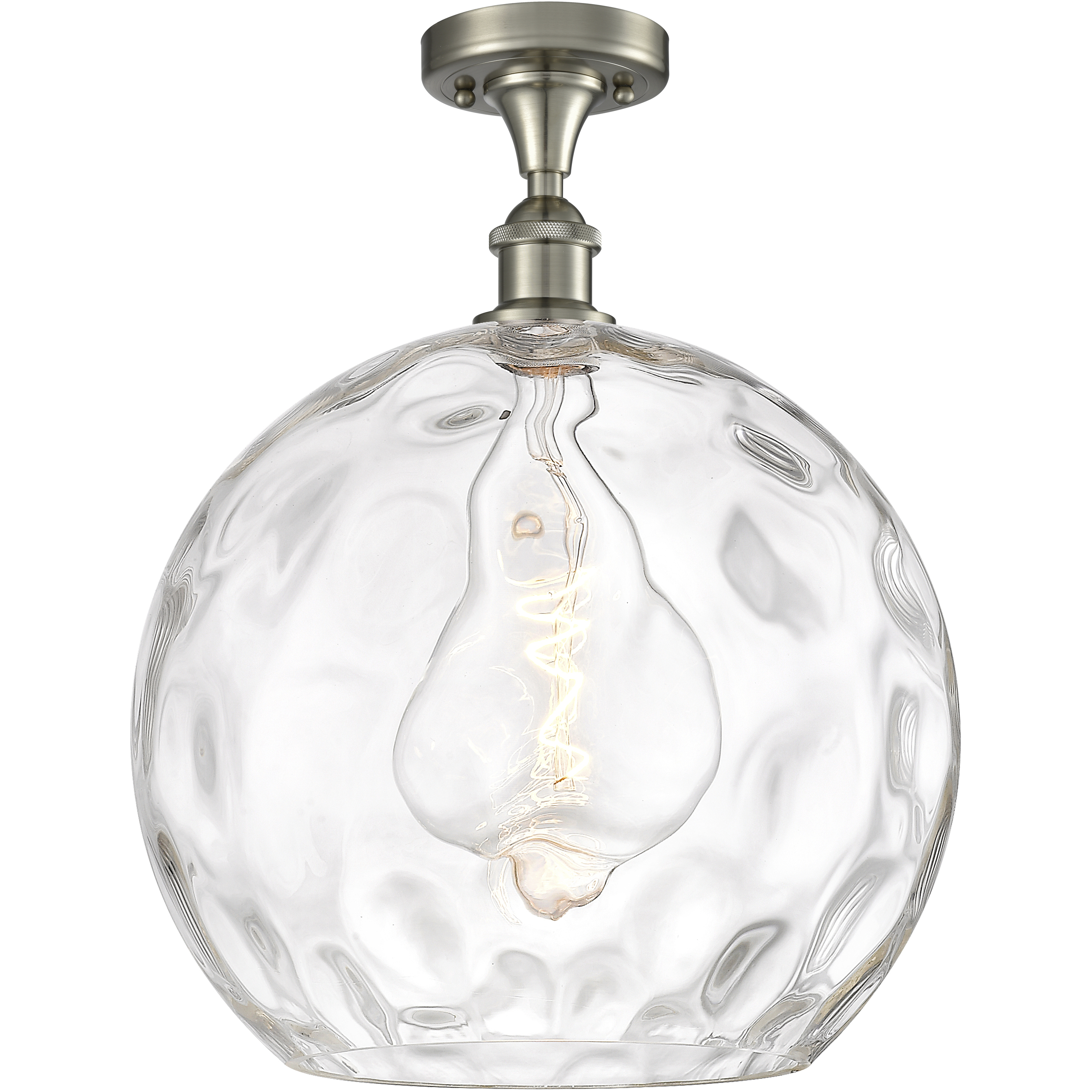 Edison Athens Water Glass 1 Light 13 inch Brushed Satin Nickel Semi-Flush Mount Ceiling Light