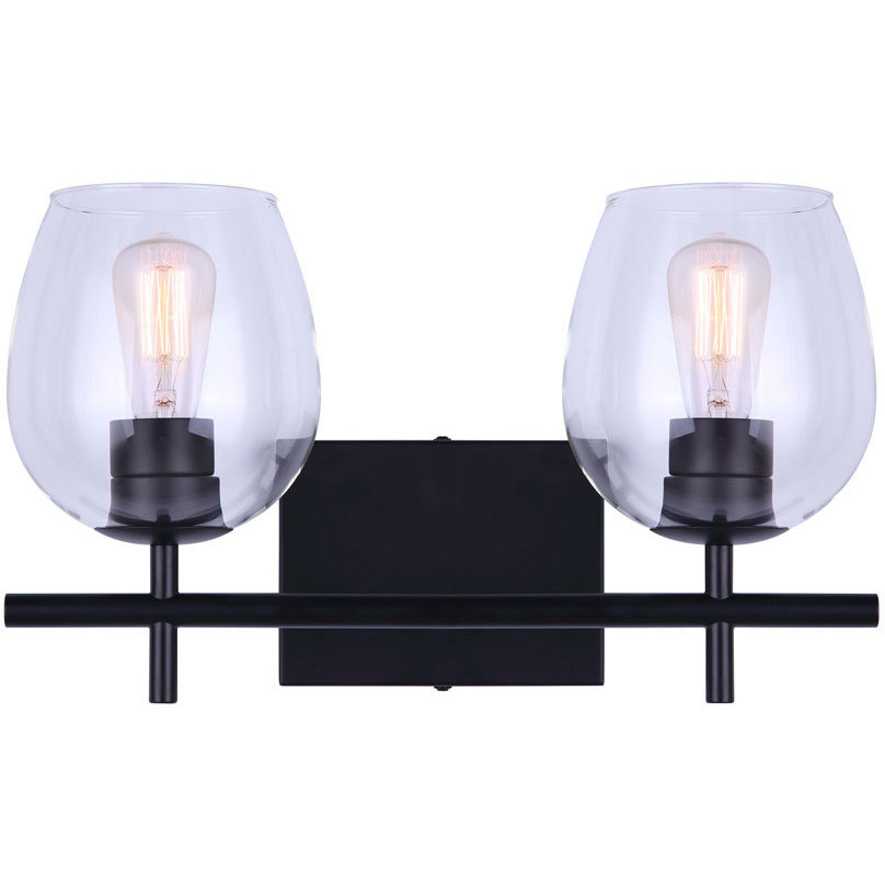 Madison 2 Light 16 inch Black Vanity Light Wall Light