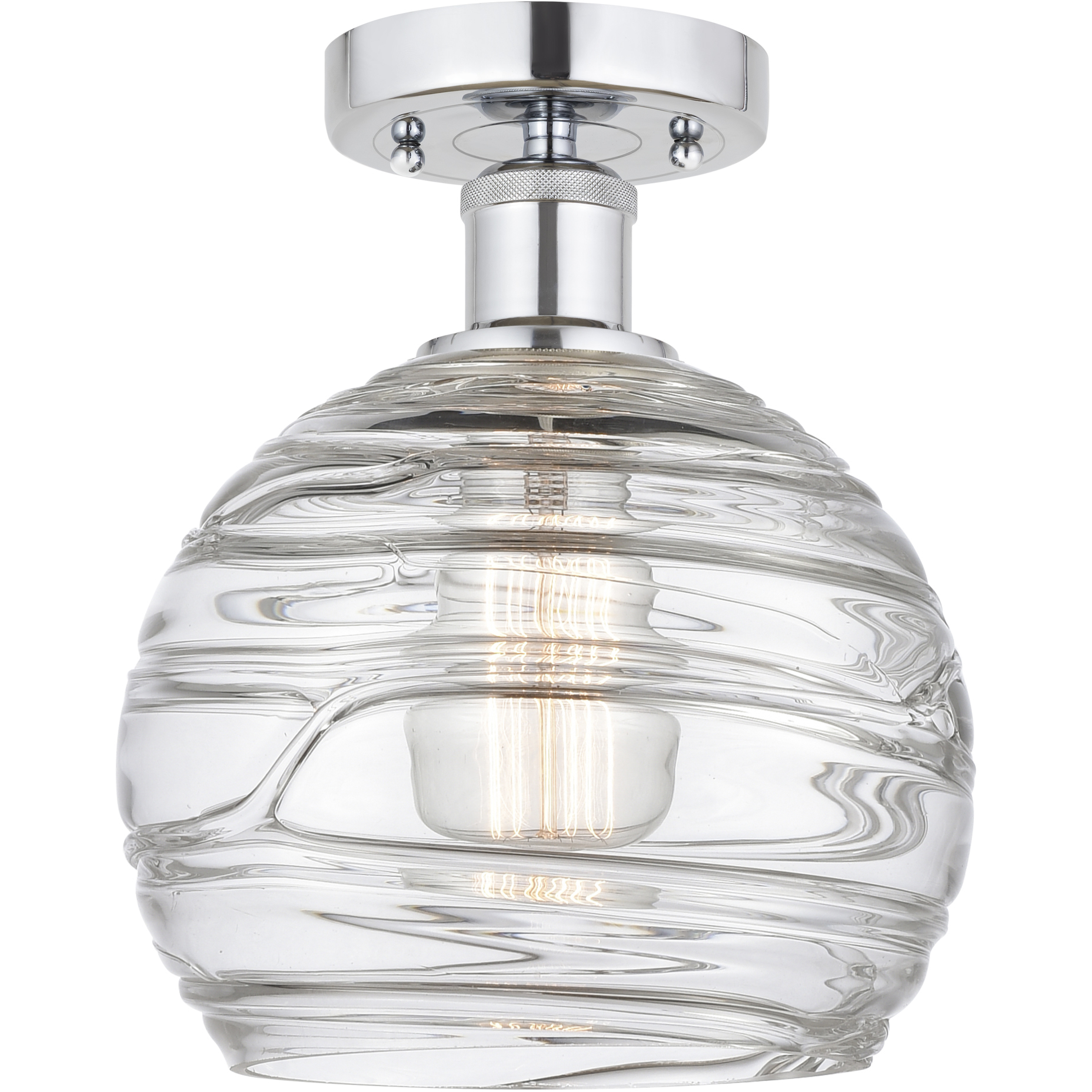 Edison Athens Deco Swirl 1 Light 8 inch Polished Chrome Semi-Flush Mount Ceiling Light