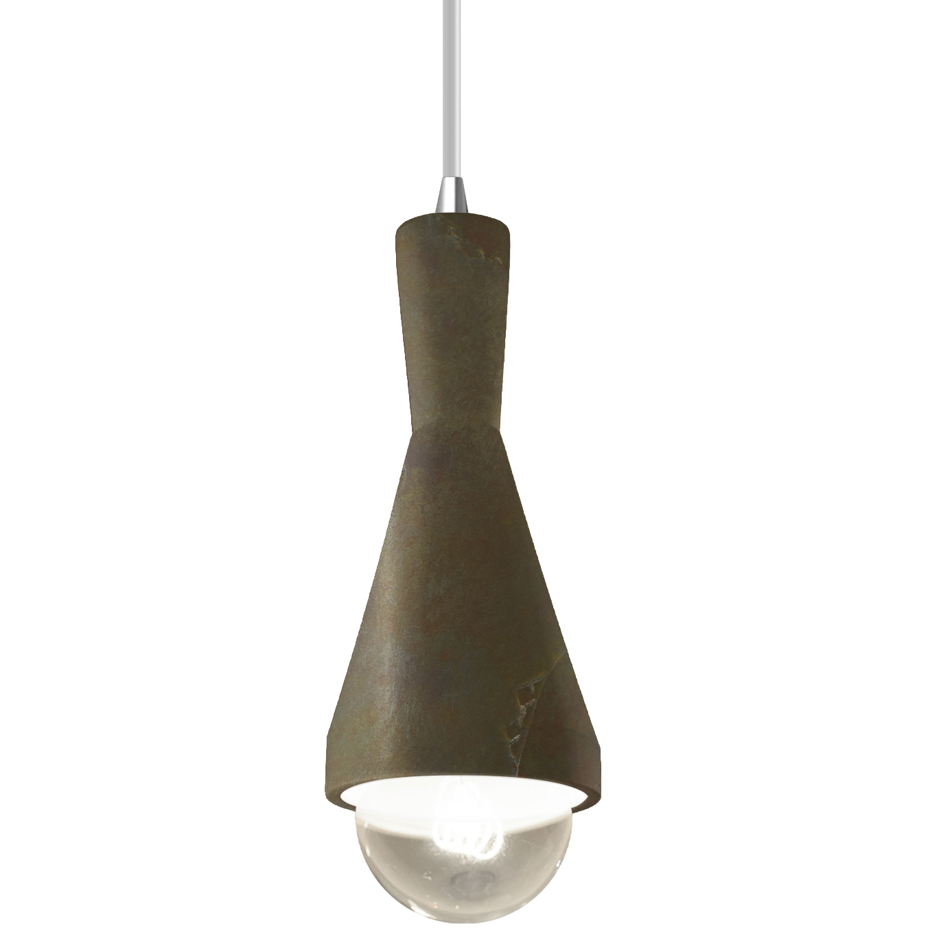 Radiance Collection - Erlen 1 Light 4.75 inch Tierra Red Slate and Polished Chrome Pendant Ceiling Light in Replaceable Bulb, White, Form+Finish+Function