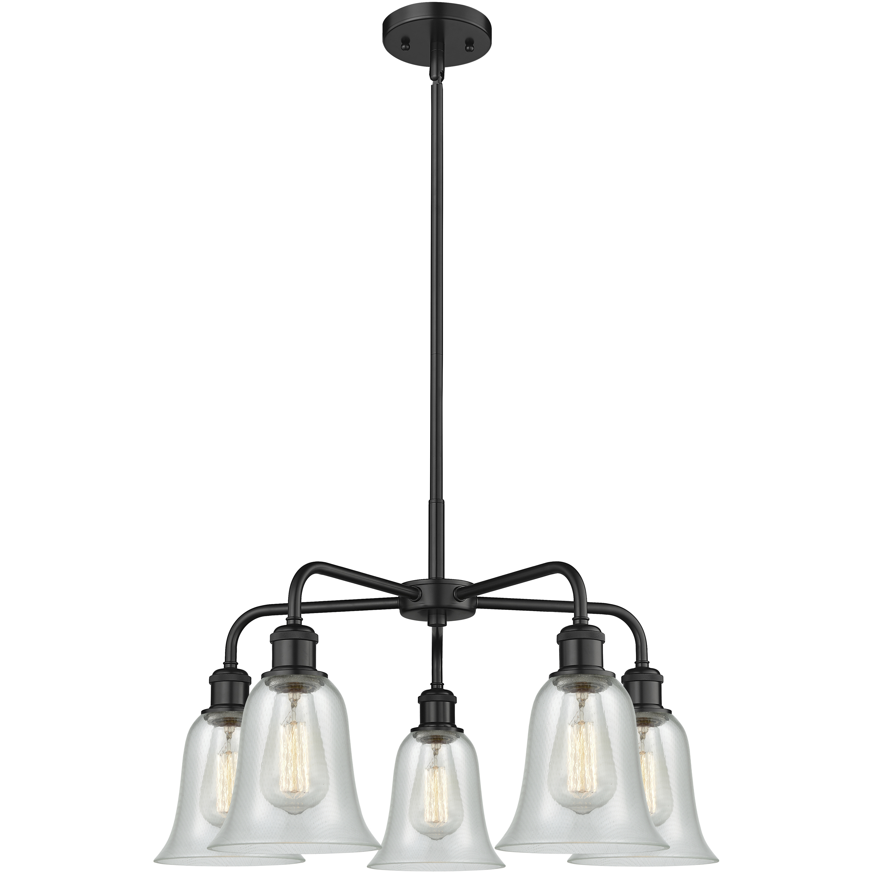 Hanover 5 Light 24.25 inch Matte Black Chandelier Ceiling Light in Fishnet Glass