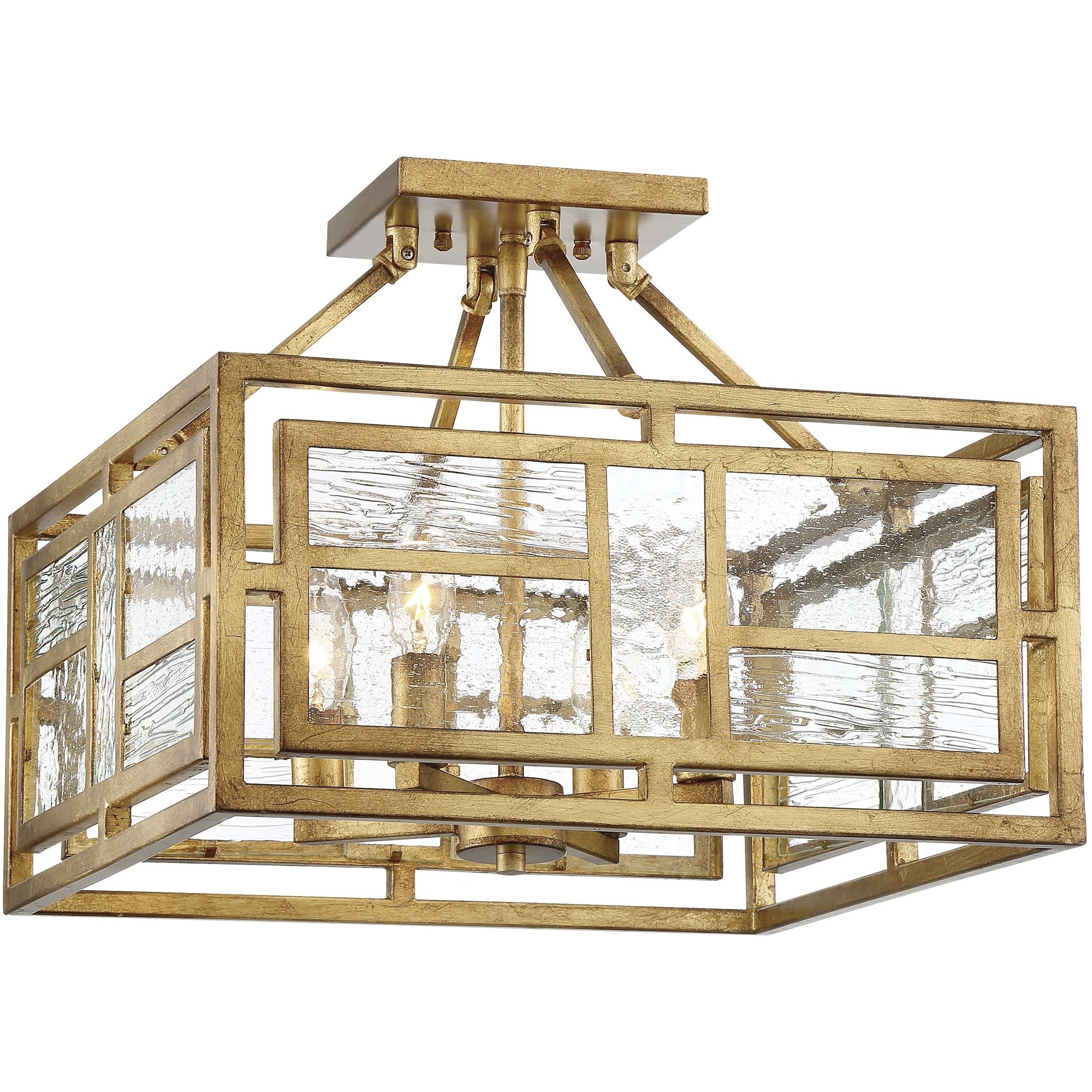 Edgemont Park 4 Light 16 inch Pandora Gold Leaf Semi Flush Ceiling Light