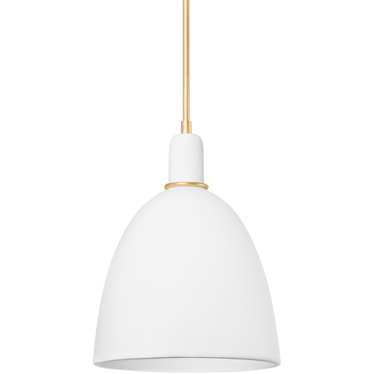 Copake 1 Light 12.25 inch Vintage Gold Leaf and Matte Ivory Ceramic Pendant Ceiling Light
