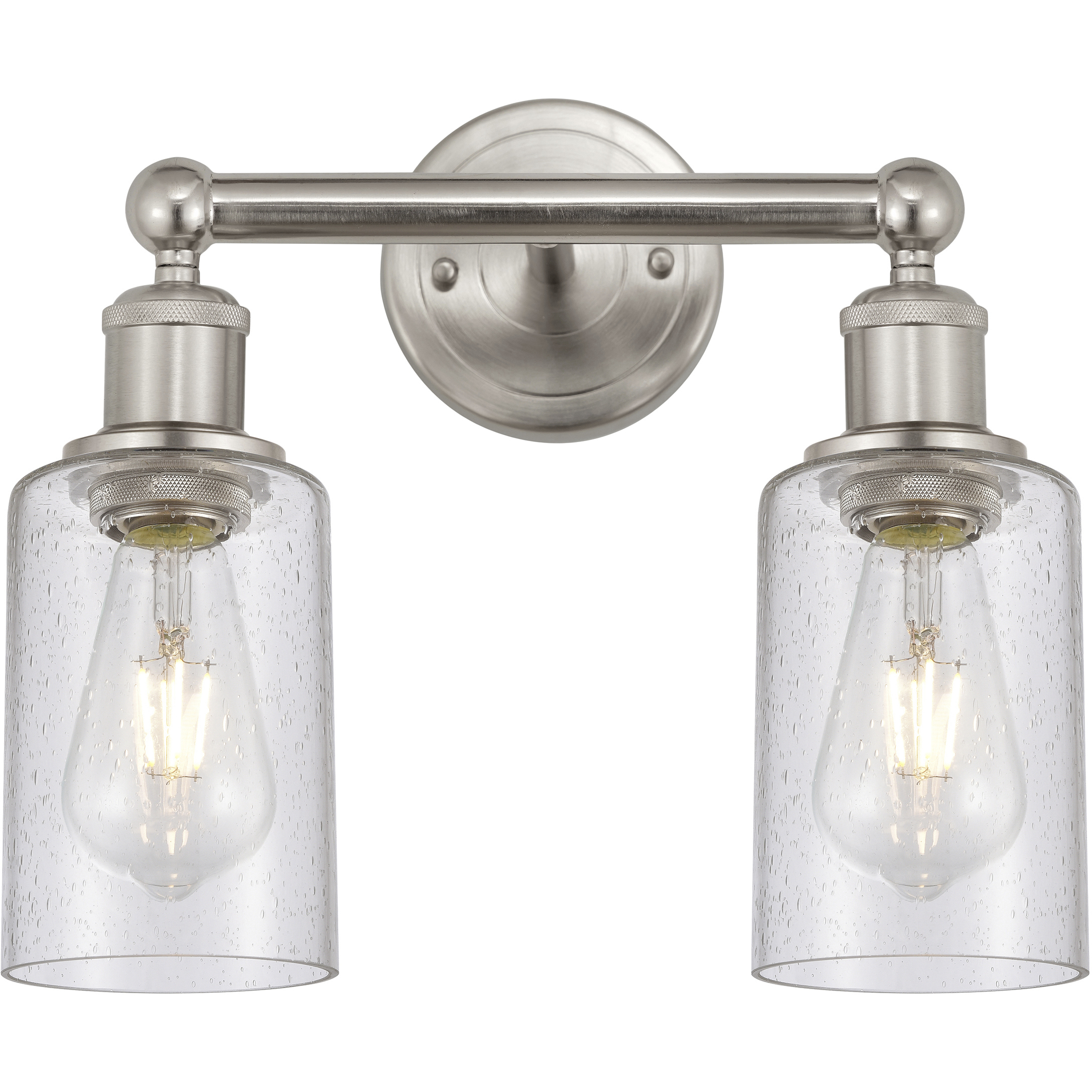 Clymer 2 Light 12.88 inch Brushed Satin Nickel Bath Vanity Light Wall Light in Seedy Glass