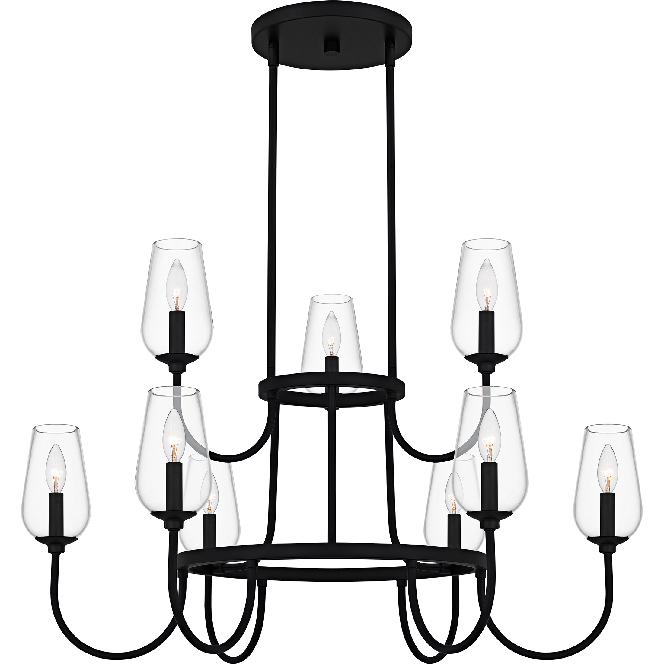 Viscount 9 Light 36 inch Matte Black Chandelier Ceiling Light