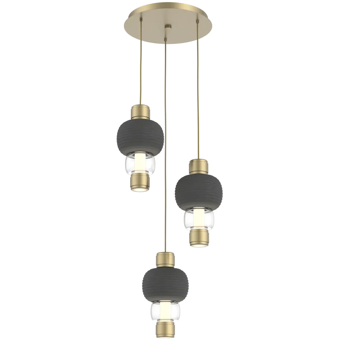 Torno Mandrel LED 20.5 inch Gilded Brass with Charcoal Multi-Pendant Ceiling Light
