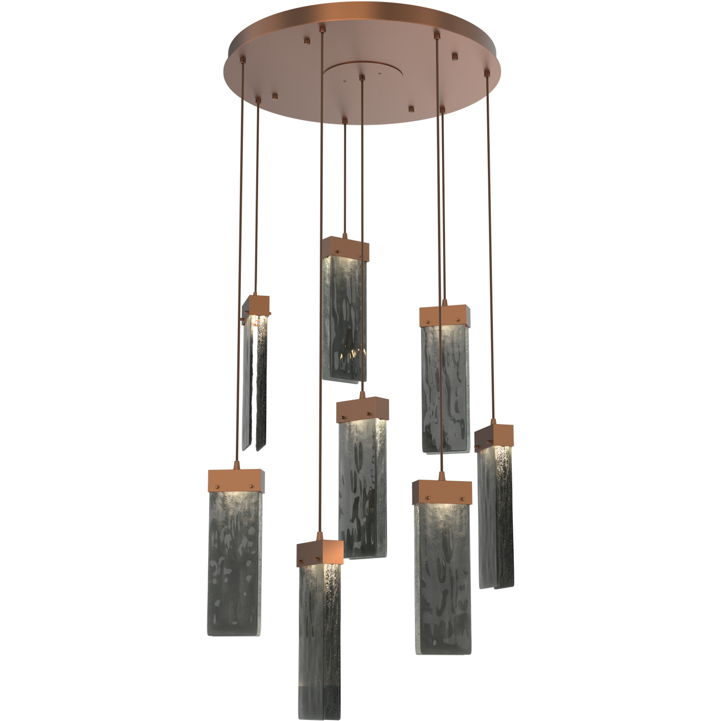 Parallel LED 24 inch Burnished Bronze Chandelier Ceiling Light in 3000K LED, Smoke Granite, Round Multi-Port