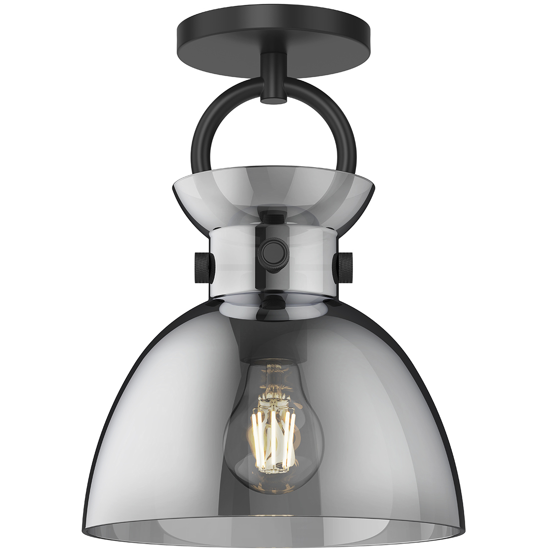 Alora Mood Waldo 1 Light 8.75 inch Matte Black/Smoked Semi-Flush Mount Ceiling Light in Smoked Glass