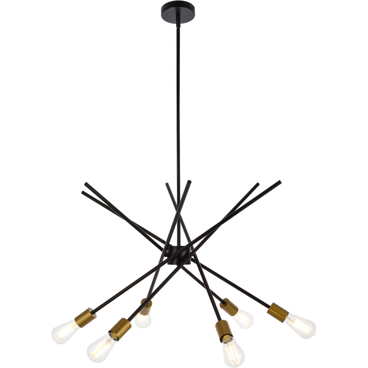 Armin 6 Light 32 inch Black and Brass Pendant Ceiling Light in Brass and Black