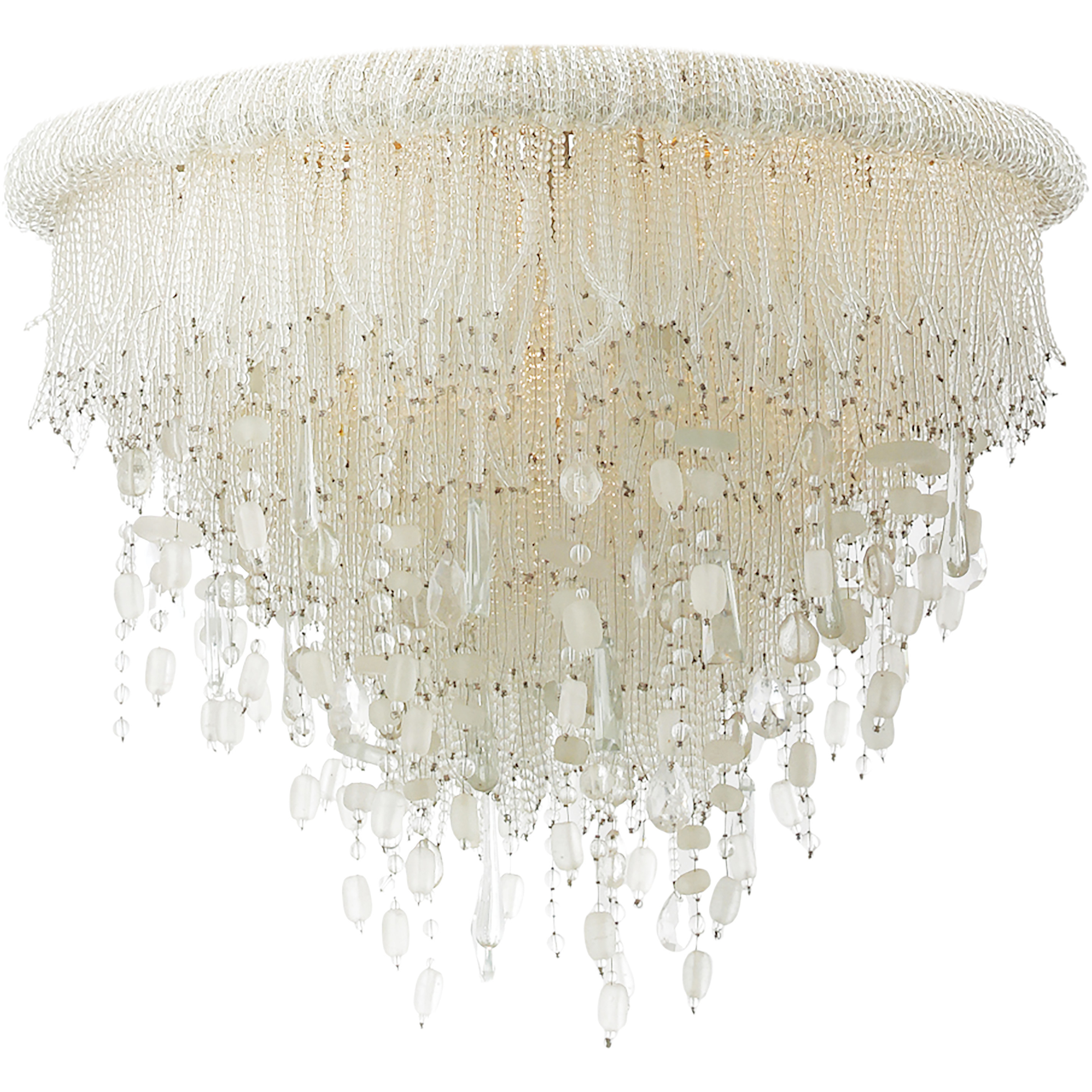 Crystal Reign 6 Light 30 inch Nickel Flush Mount Ceiling Light