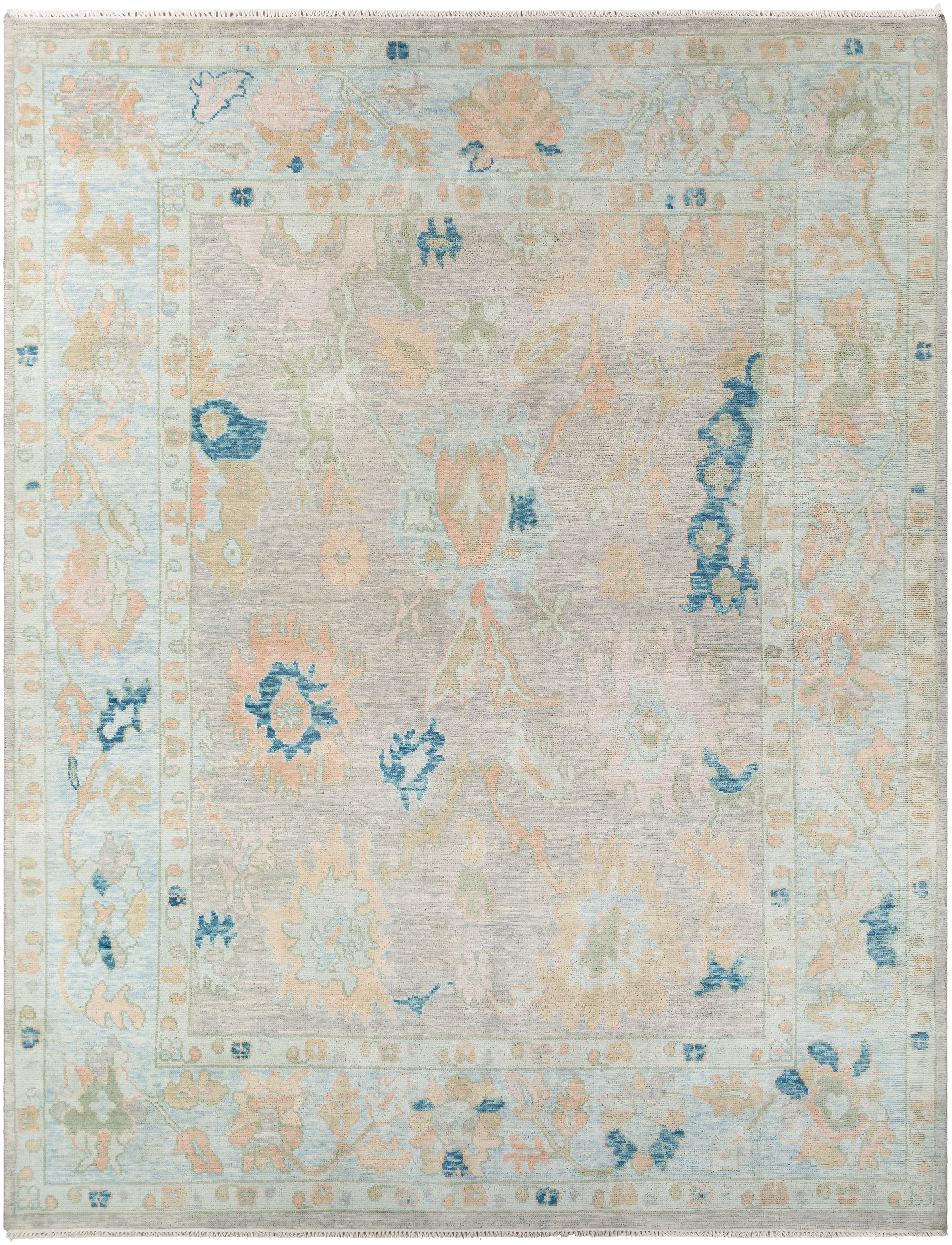 Ushak 120 X 96 inch Light Pink Rug in 8 x 10, Rectangle