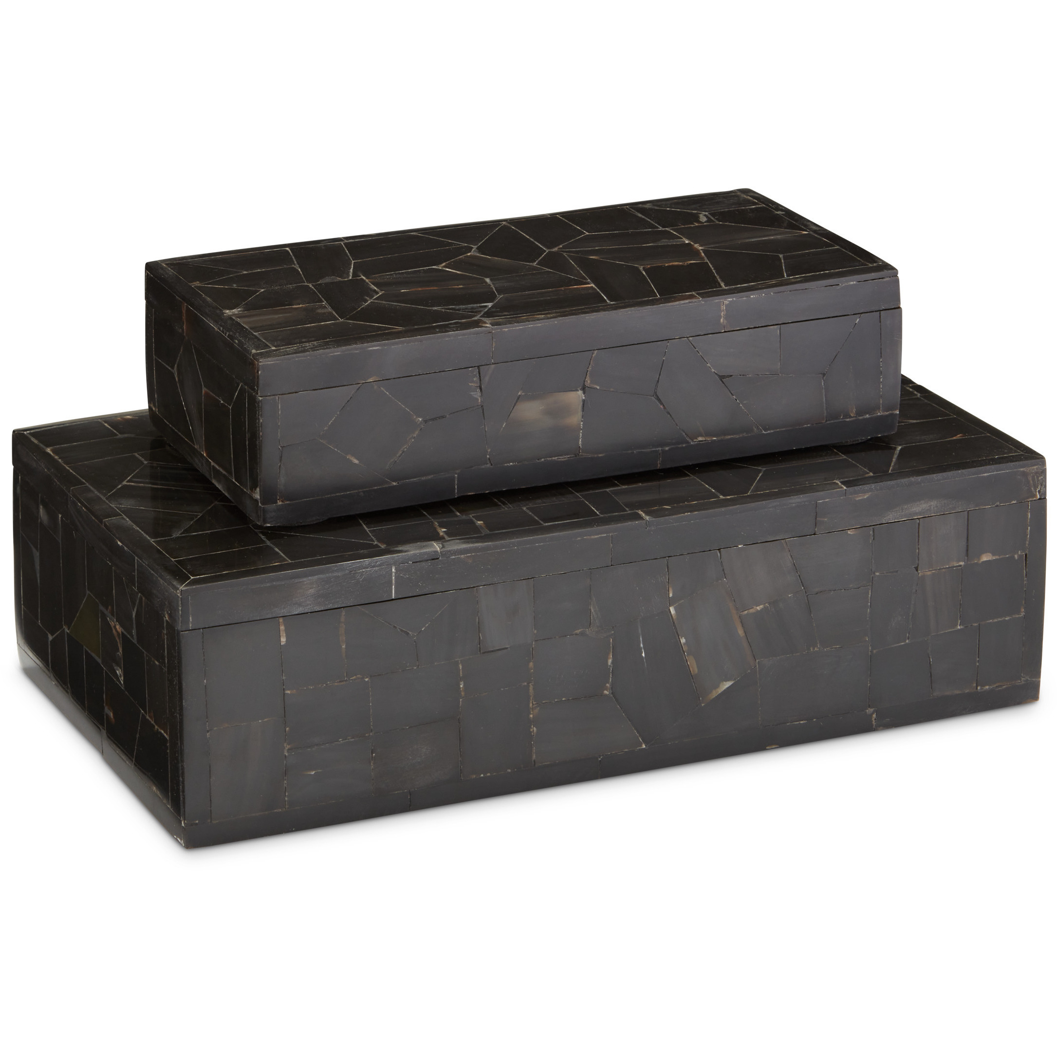Black Bone 8 inch Black Boxes, Set of 2