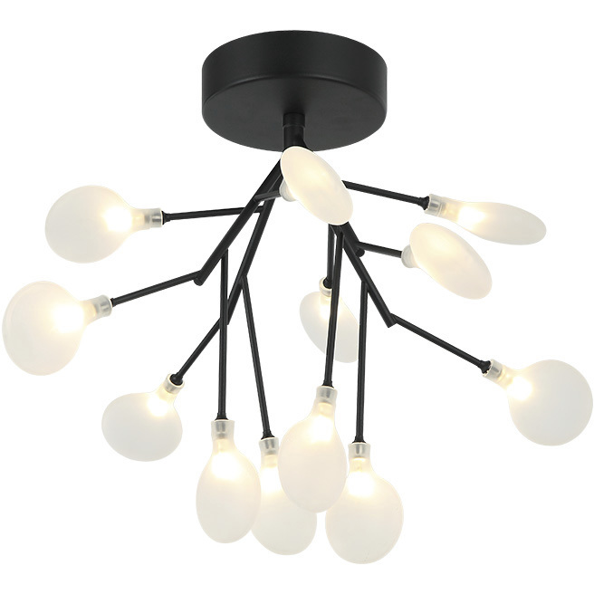 Hydrangea Bloom 12 Light 20 inch Matte Black Flush Mount Ceiling Light