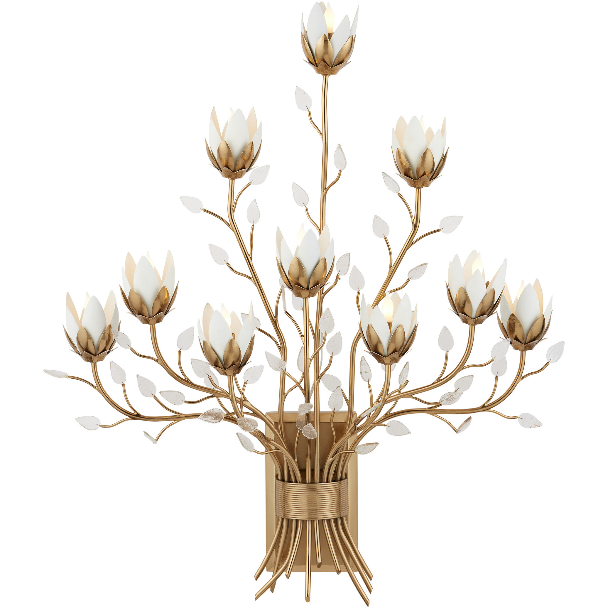 Star Magnolia 10 Light 35 inch Antique Brass Wall Sconce Wall Light