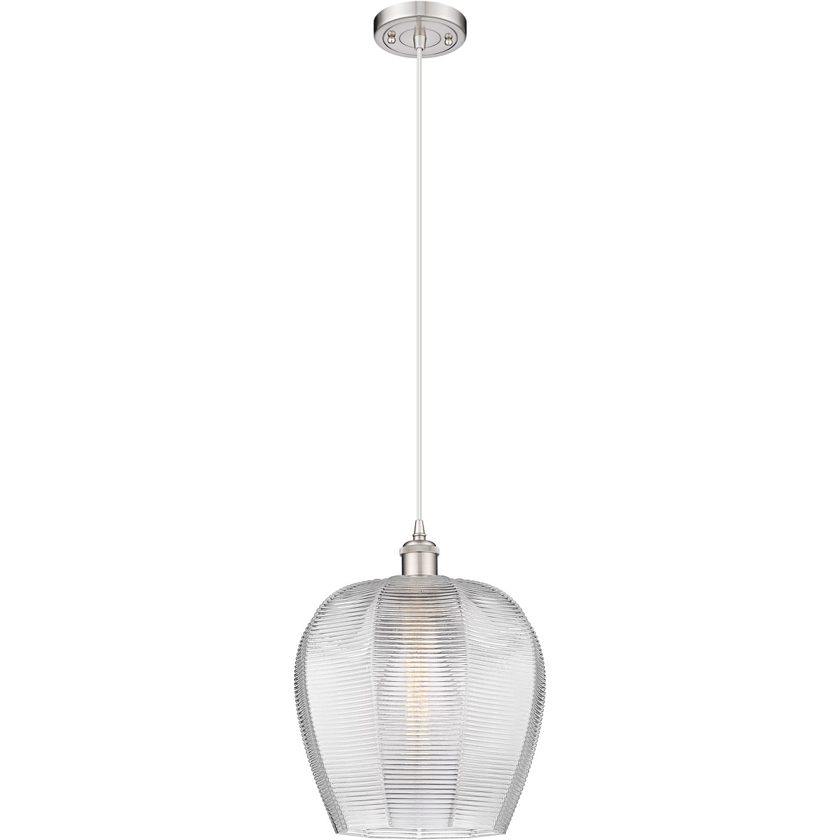 Ballston Norfolk LED 11.75 inch Brushed Satin Nickel Mini Pendant Ceiling Light in Clear Glass, Silver