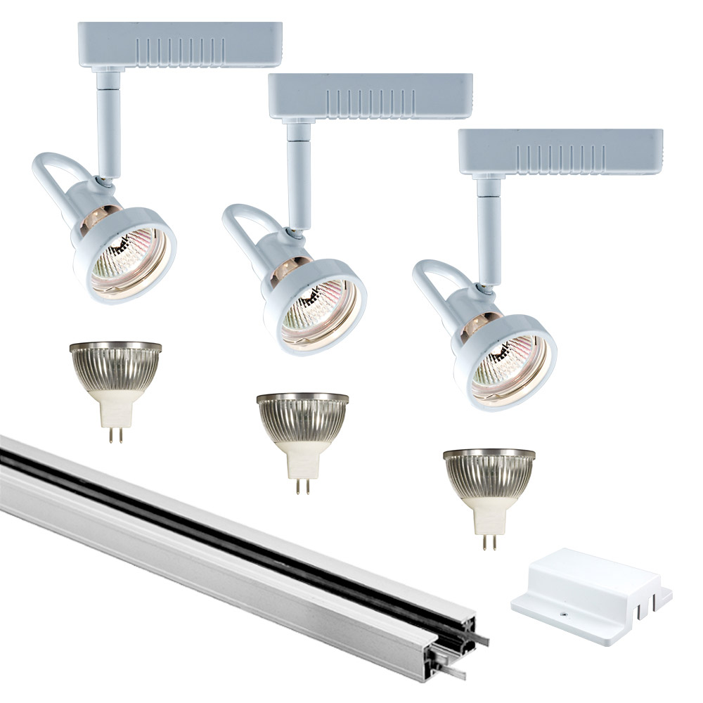 Mini Deco 3 Light 120V White Track Lighting Ceiling Light