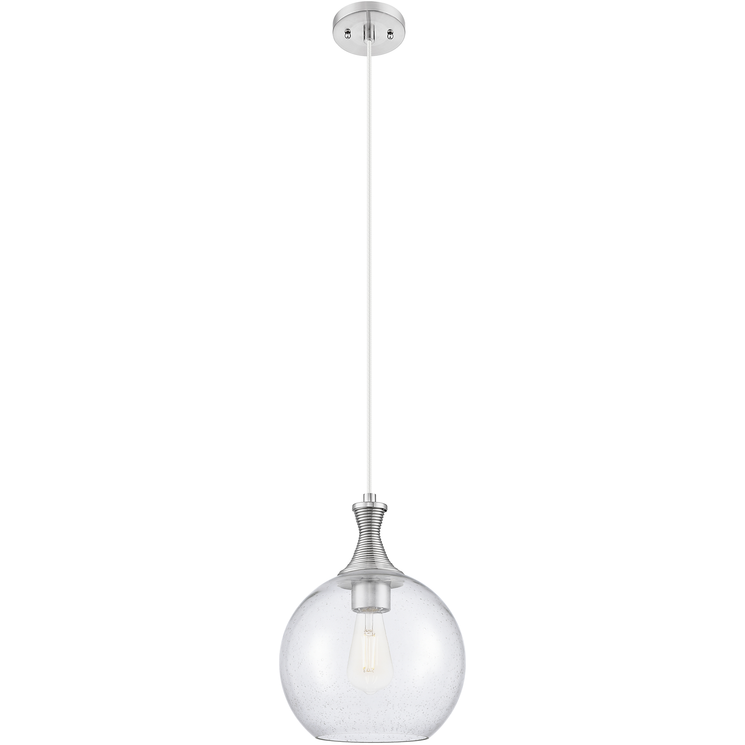 Astor 1 Light 10 inch Satin Nickel Mini Pendant Ceiling Light in Seedy Glass