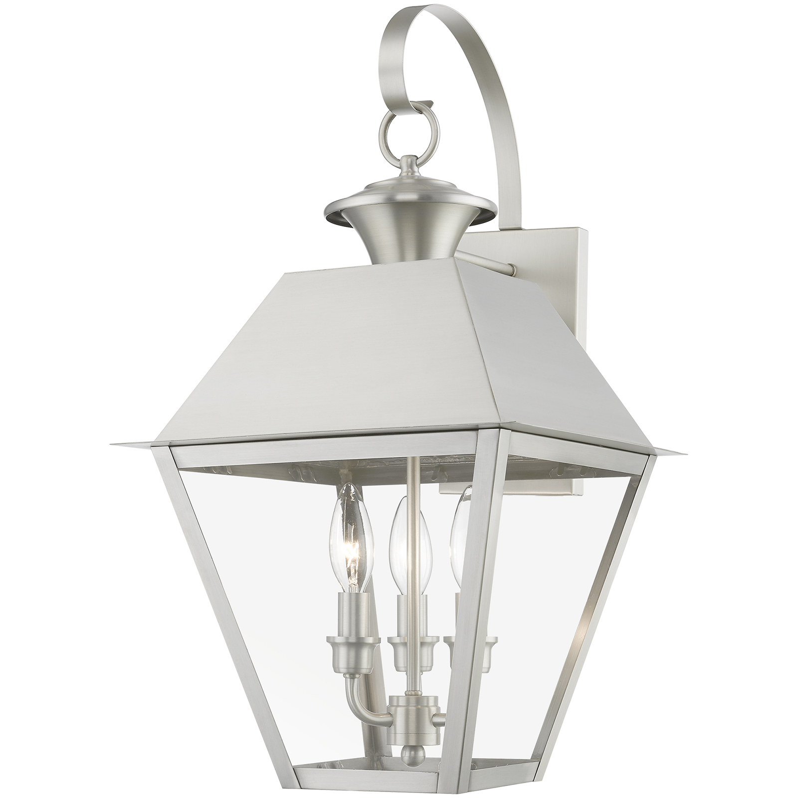 Wentworth 3 Light 22 inch Brushed Nickel Outdoor Wall Lantern, Large