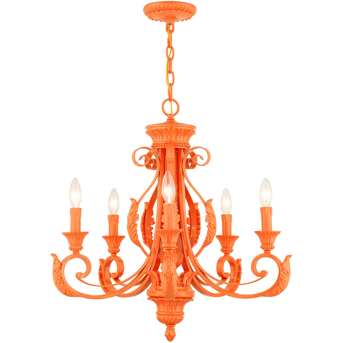 Valencia 5 Light 25 inch Shiny Orange Chandelier Ceiling Light