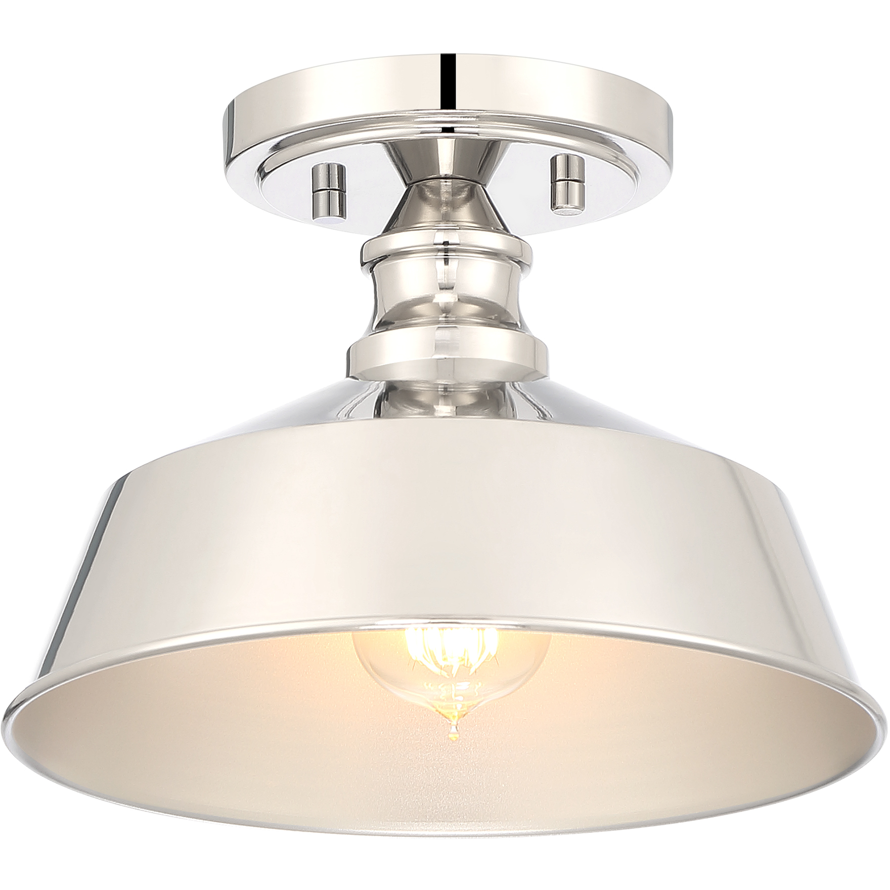 Vintage 1 Light 10 inch Polished Nickel Semi-Flush Ceiling Light