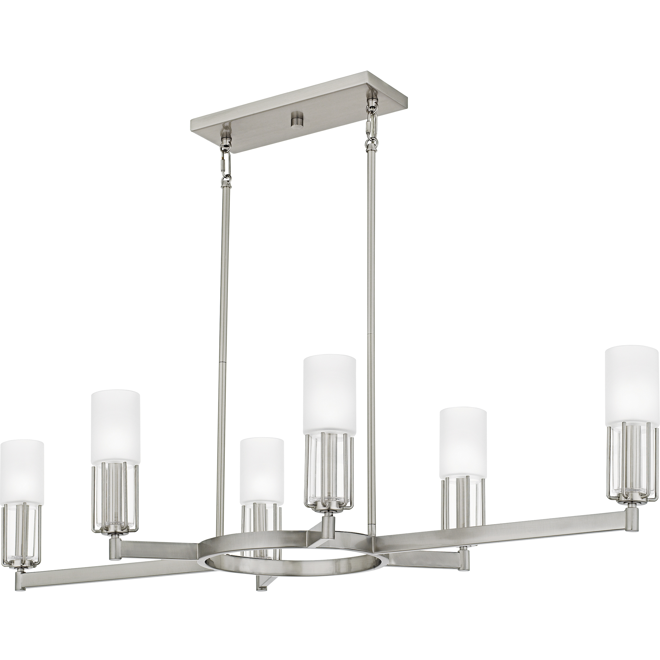 Cruz 6 Light 48 inch Brushed Nickel Linear Chandelier Ceiling Light, Large