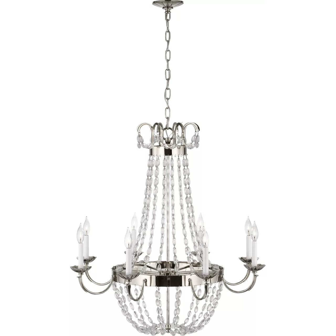 Chapman & Myers Paris Flea Market 8 Light 32.5 inch Polished Nickel Chandelier Ceiling Light, Large