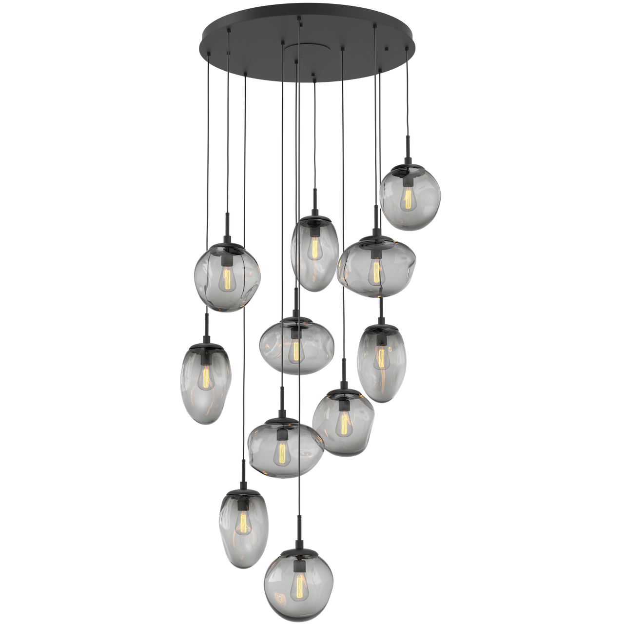 Cosmos Incandescent 11 Light 37.8 inch Matte Black Chandelier Ceiling Light, Round Multi-Port