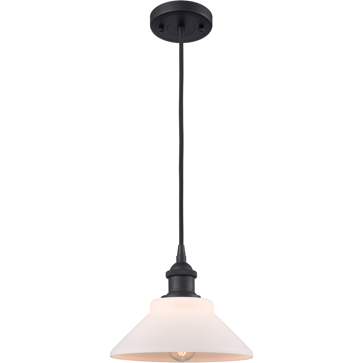 Ballston Orwell 1 Light 8 inch Matte Black Mini Pendant Ceiling Light in Matte White Glass, Ballston