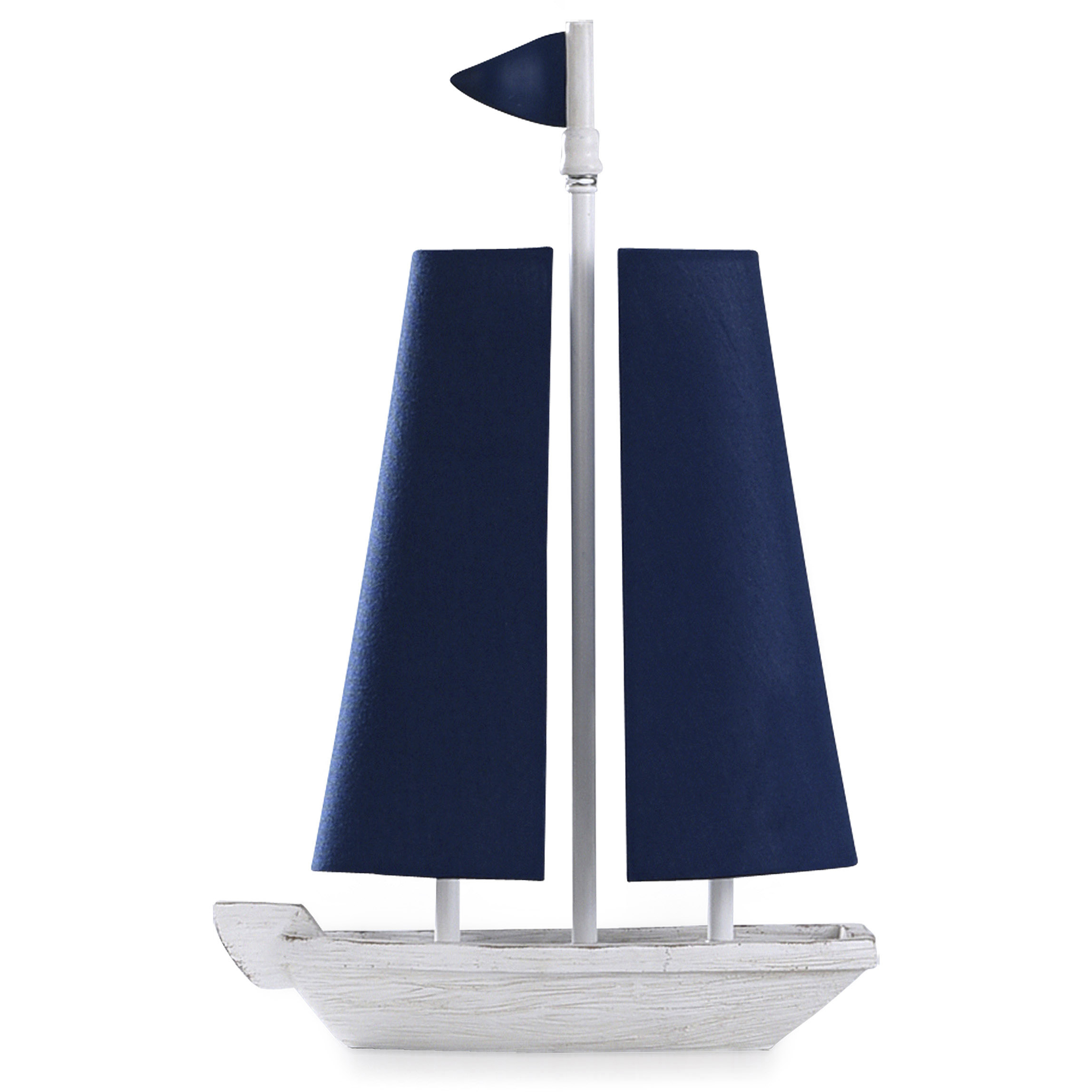 Maritine 20 inch 15.00 watt White Colored Base With Navy Blue Shades Table Lamp Portable Light