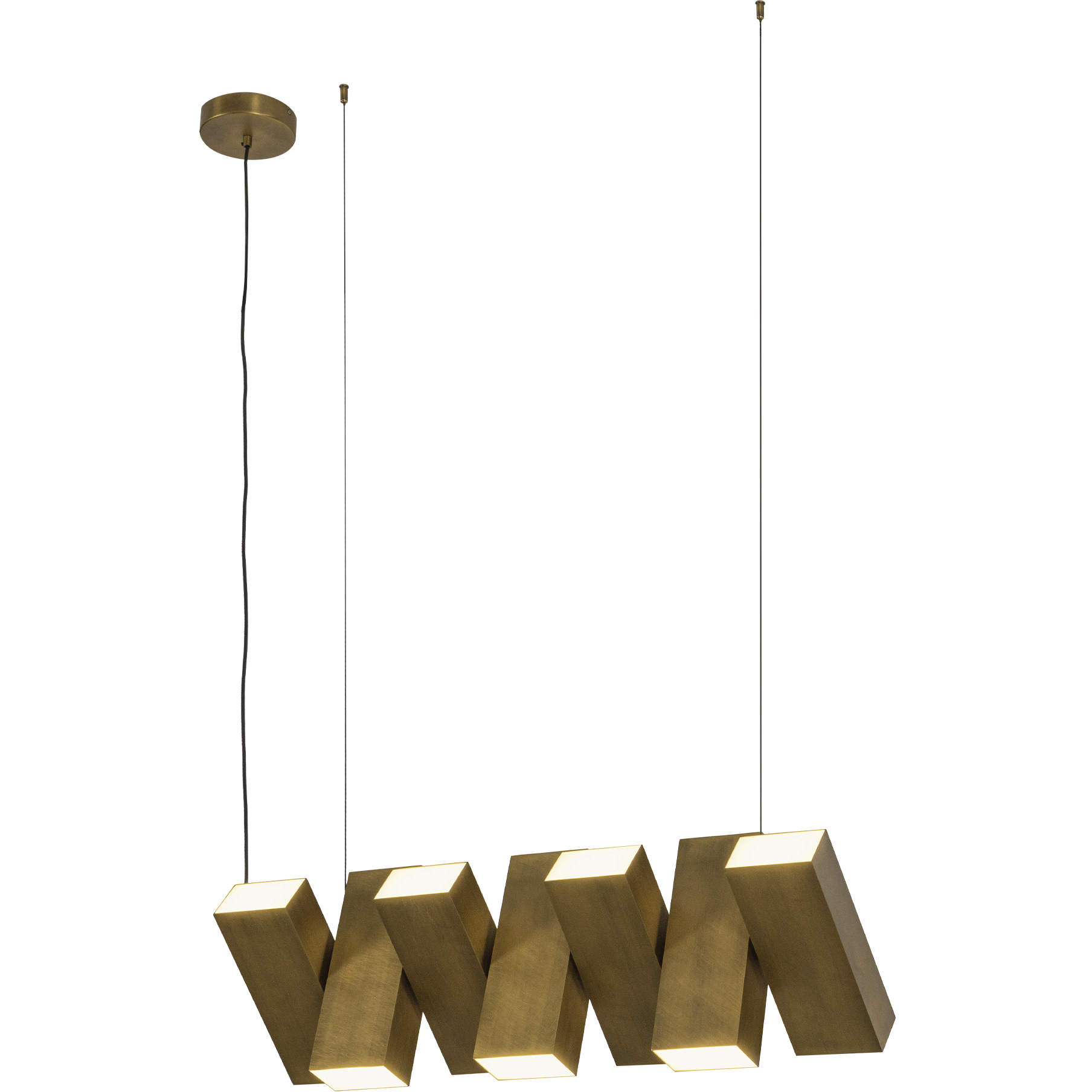 Domino LED 35.5 inch Vintage Brass Linear Pendant Ceiling Light