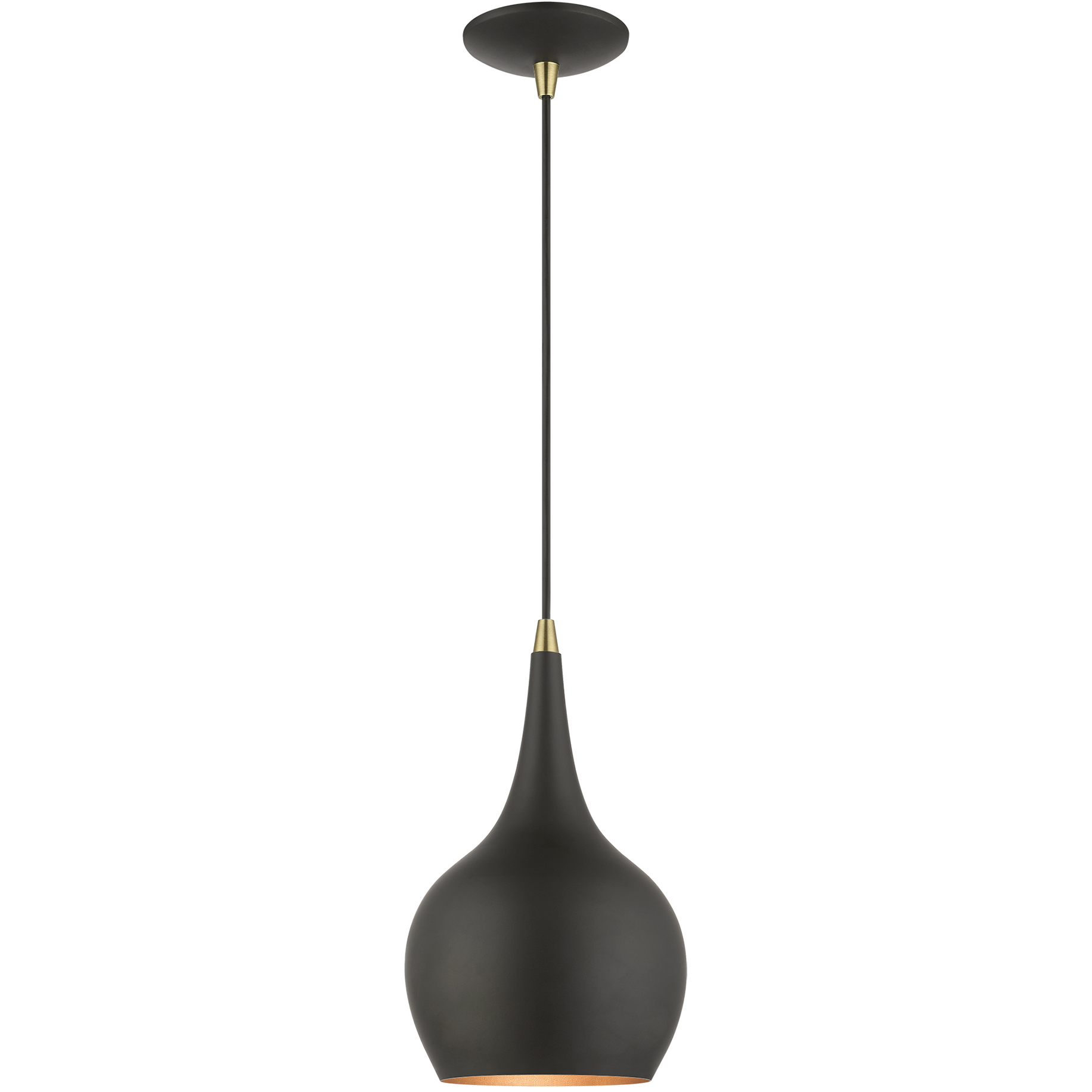 Andes 1 Light 7.75 inch Black with Antique Brass Accents Mini Pendant Ceiling Light