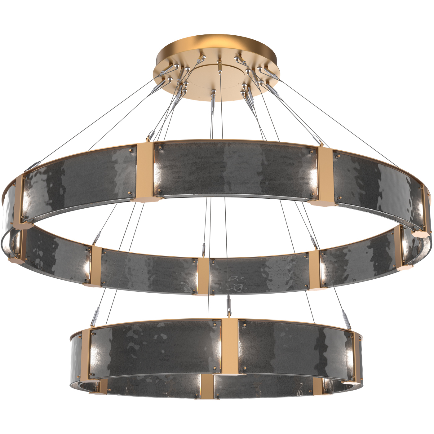 Parallel LED Novel Brass Chandelier Ceiling Light, Two-Tier Ring