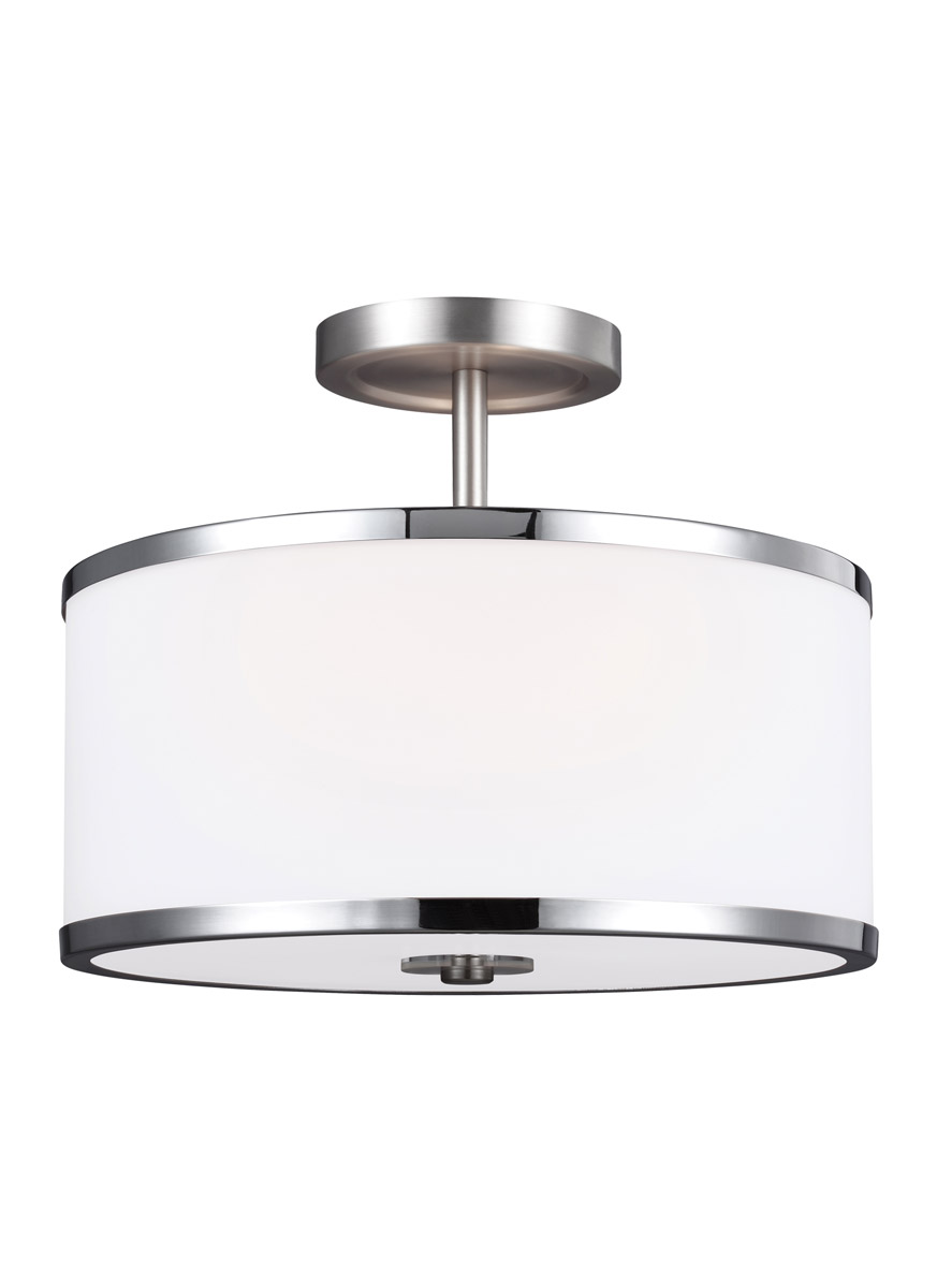 Prospect Park 2 Light 12.75 inch Satin Nickel / Chrome Semi-Flush Mount Ceiling Light