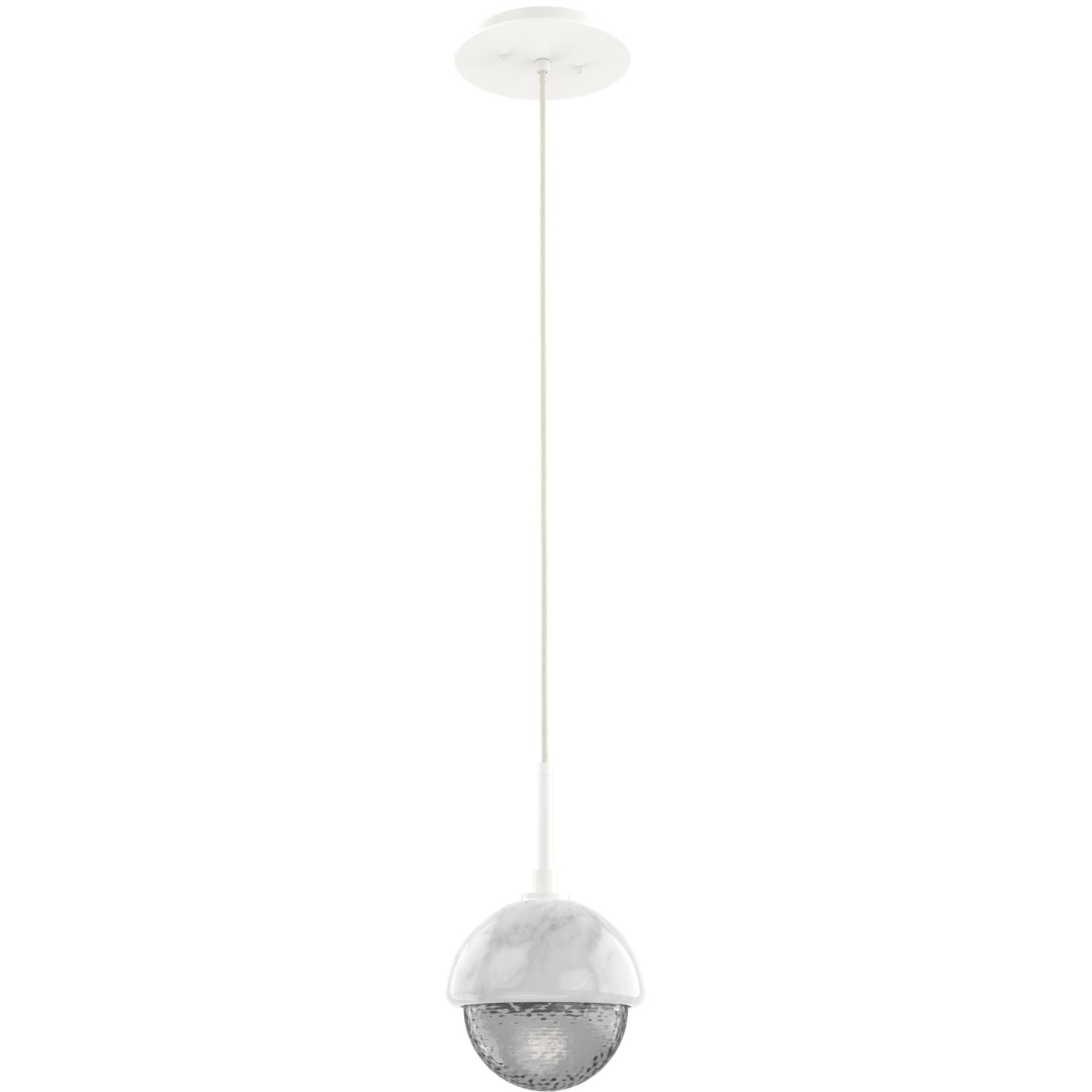 Cabochon LED 6.2 inch Salt White with White Marble Pendant Ceiling Light in 3000K LED, Smoke