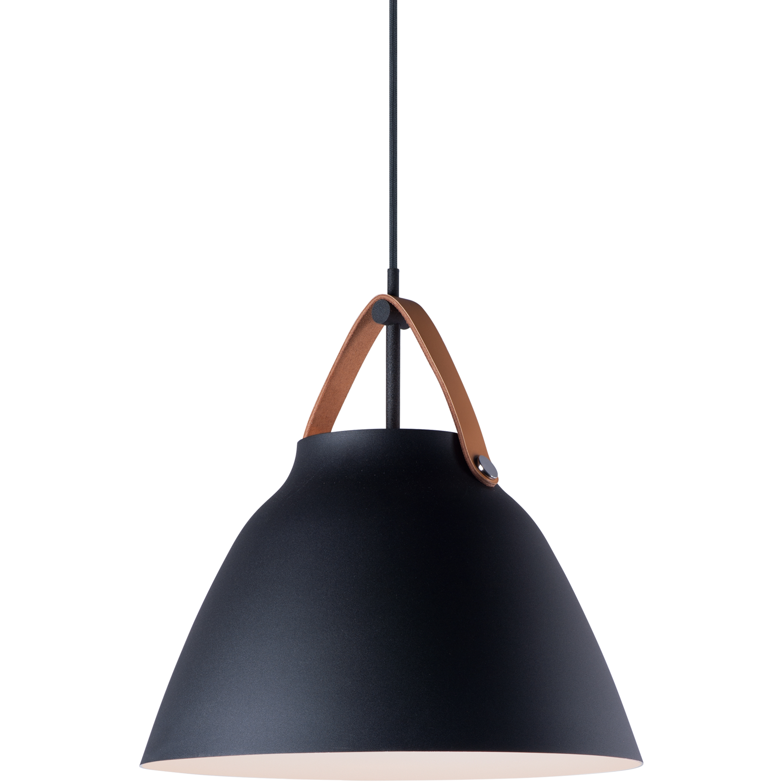Nordic 1 Light 14.25 inch Tan Leather and Black Single Pendant Ceiling Light