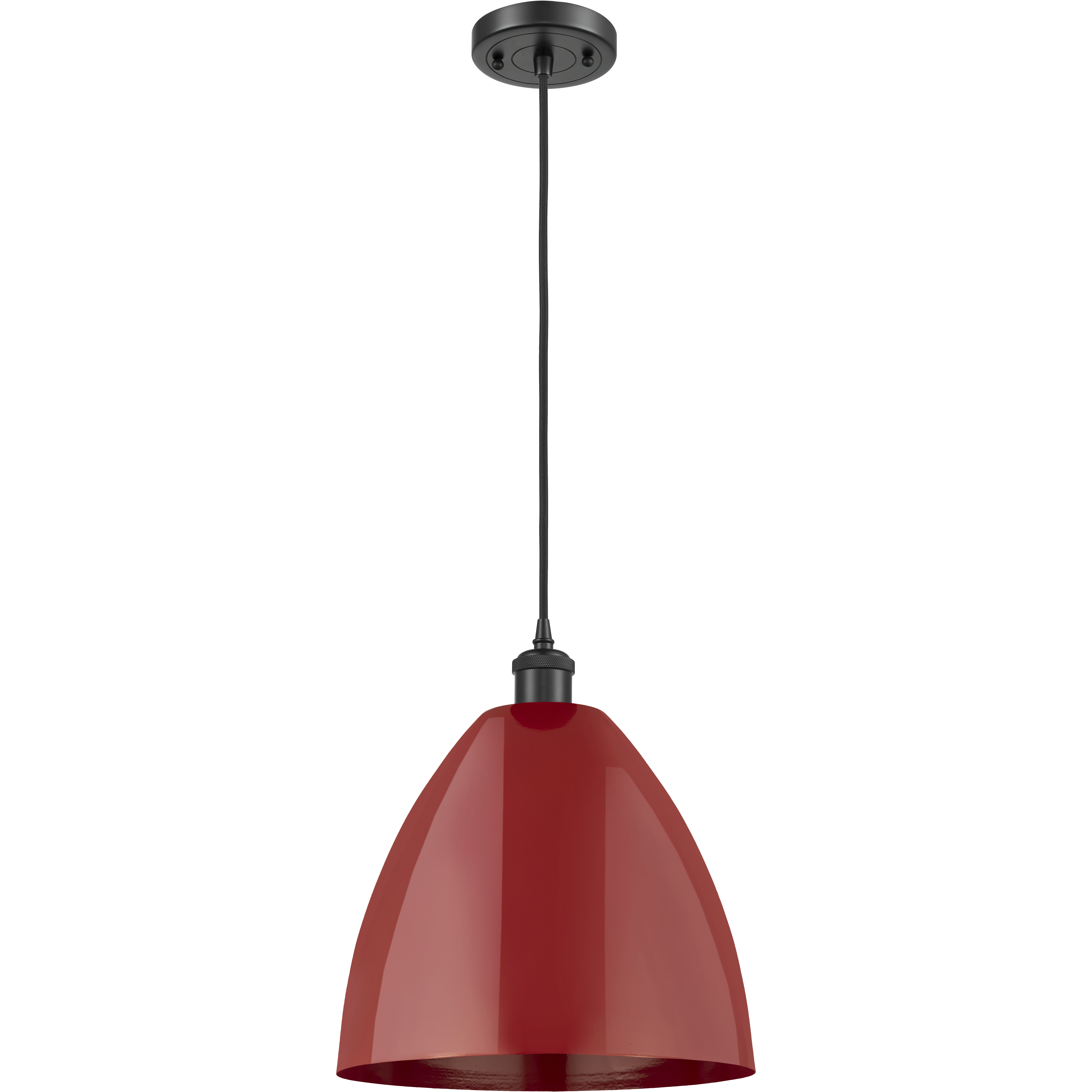 Ballston Plymouth Dome 1 Light 12 inch Matte Black Mini Pendant Ceiling Light in Matte Red