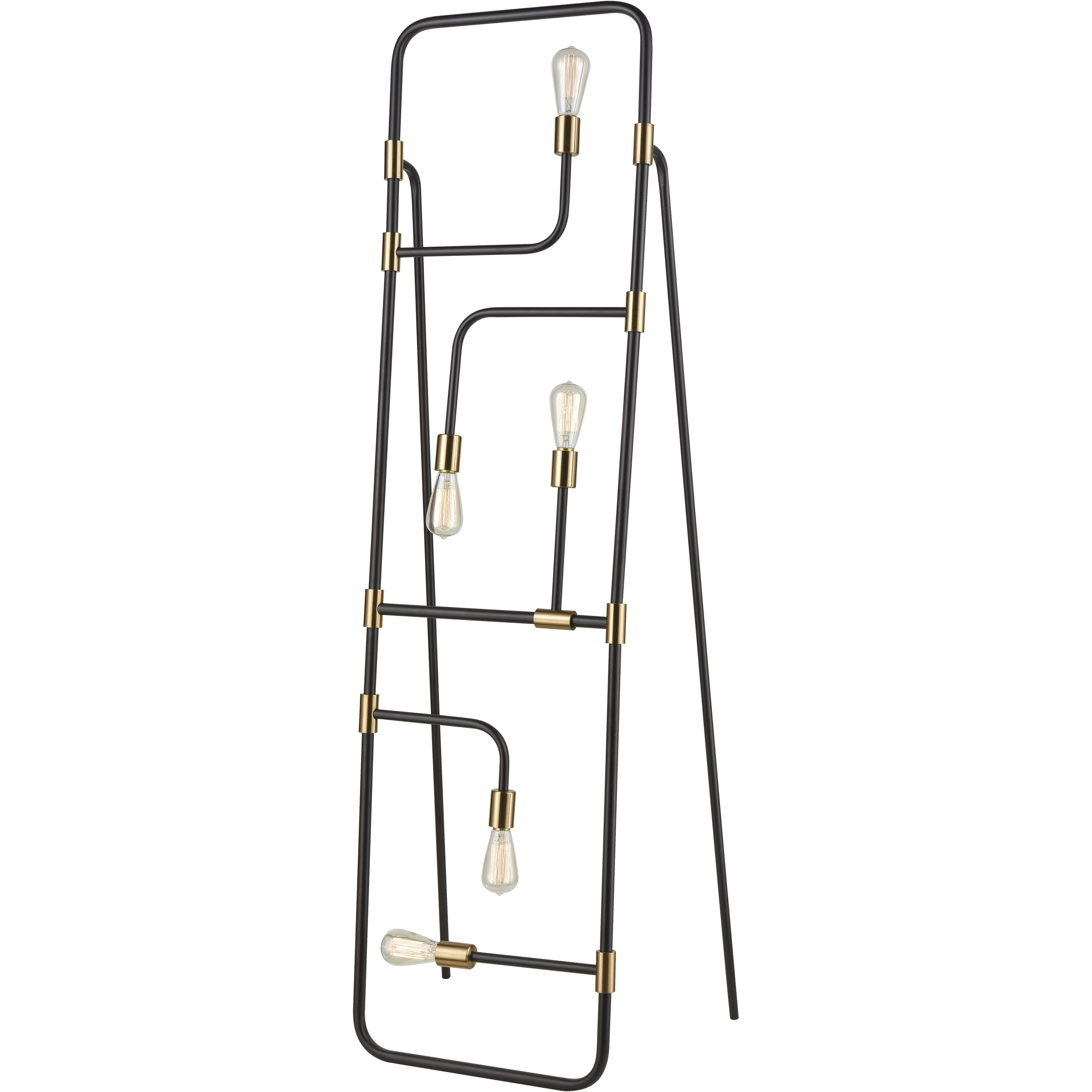 Think Tank 64 inch 4 watt Black with Aged Brass Floor Lamp Portable Light