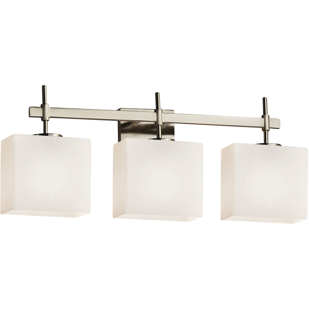 Fusion 3 Light 23.5 inch Brushed Nickel Bath Bar Wall Light in Rectangle, Incandescent, Opal Fusion, Rectangle