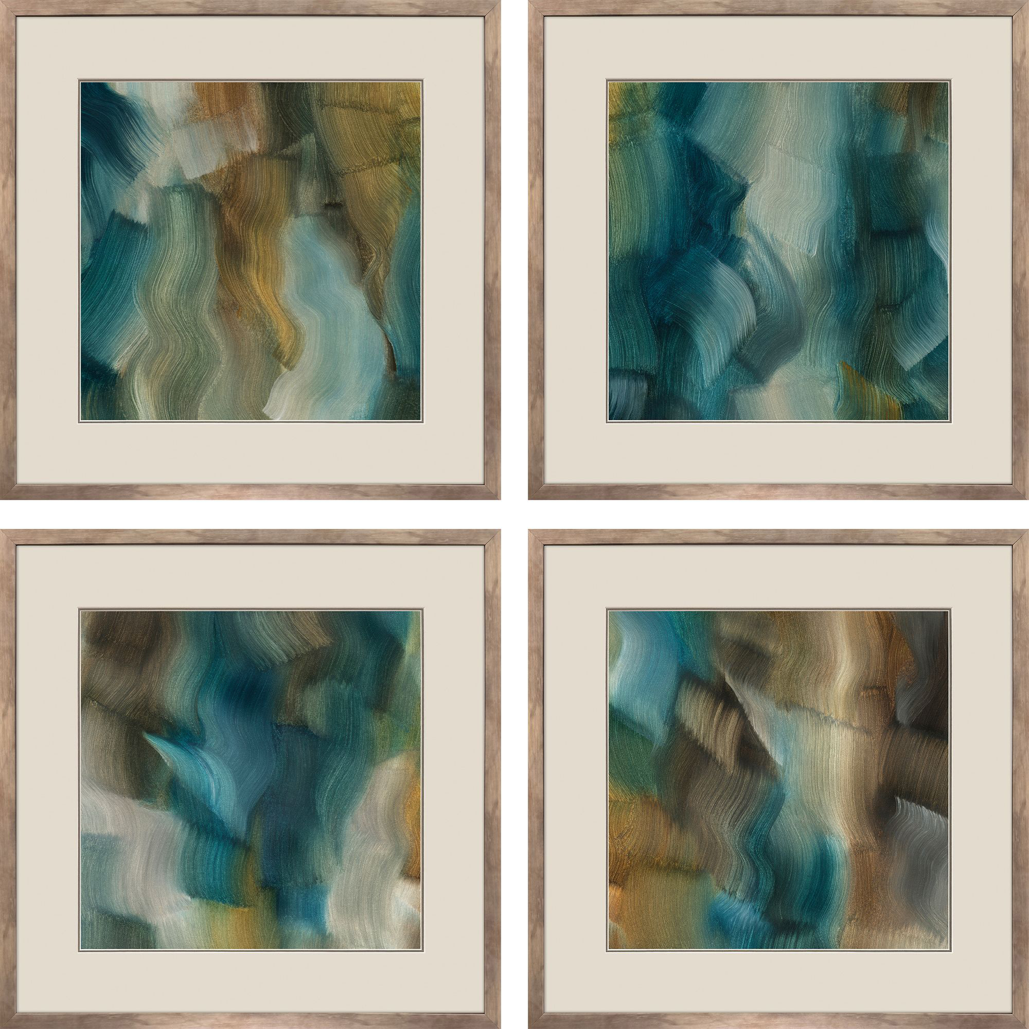 Artful Strokes Blue and Brown and Teal Framed Art