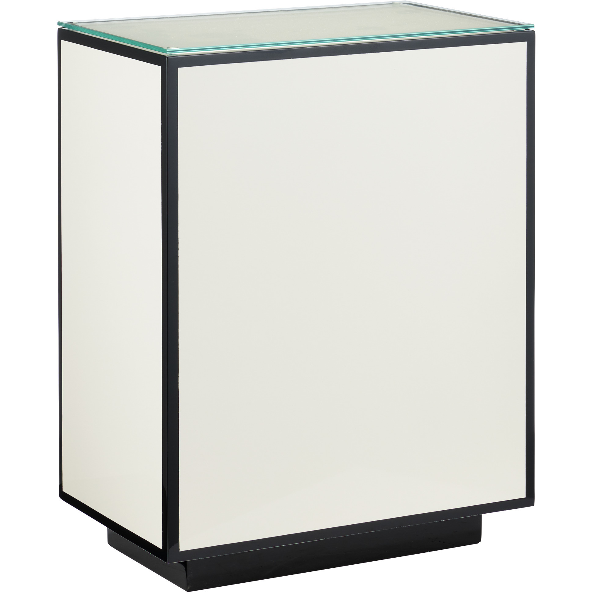 Ivory Lacquer 22.25 X 16 inch White and Black and Clear Side Table