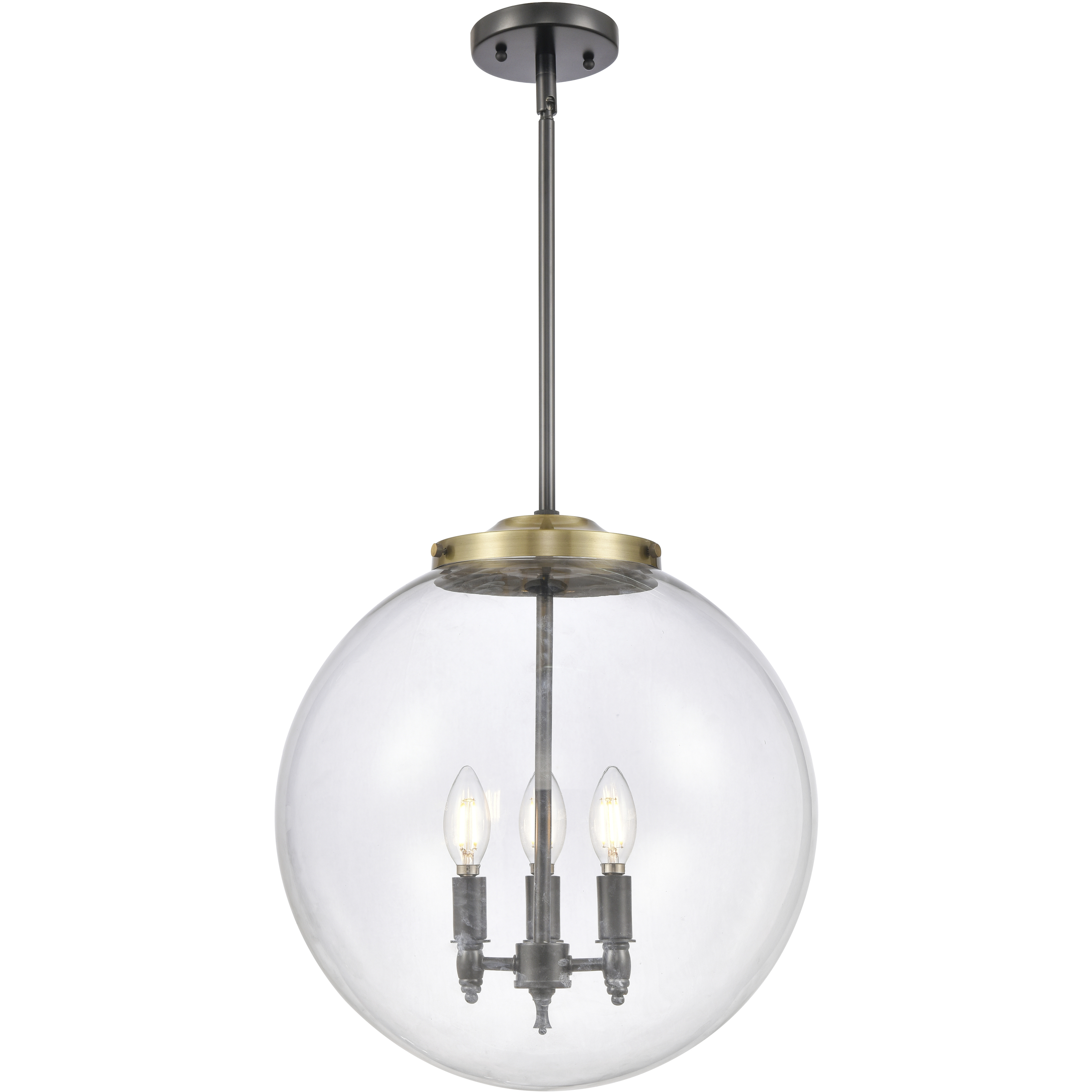 Franklin Restoration Beacon LED 16 inch Black Antique Brass Statement Pendant Ceiling Light in Clear