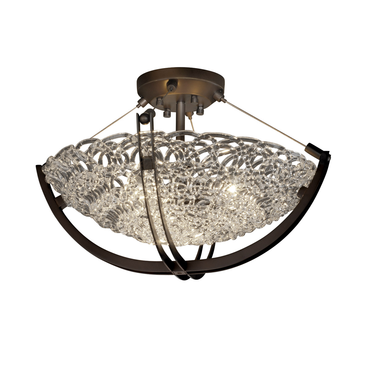 Veneto Luce LED 22 inch Dark Bronze Semi-Flush Ceiling Light in 3000 Lm LED, Gold with Clear Rim (Veneto Luce)