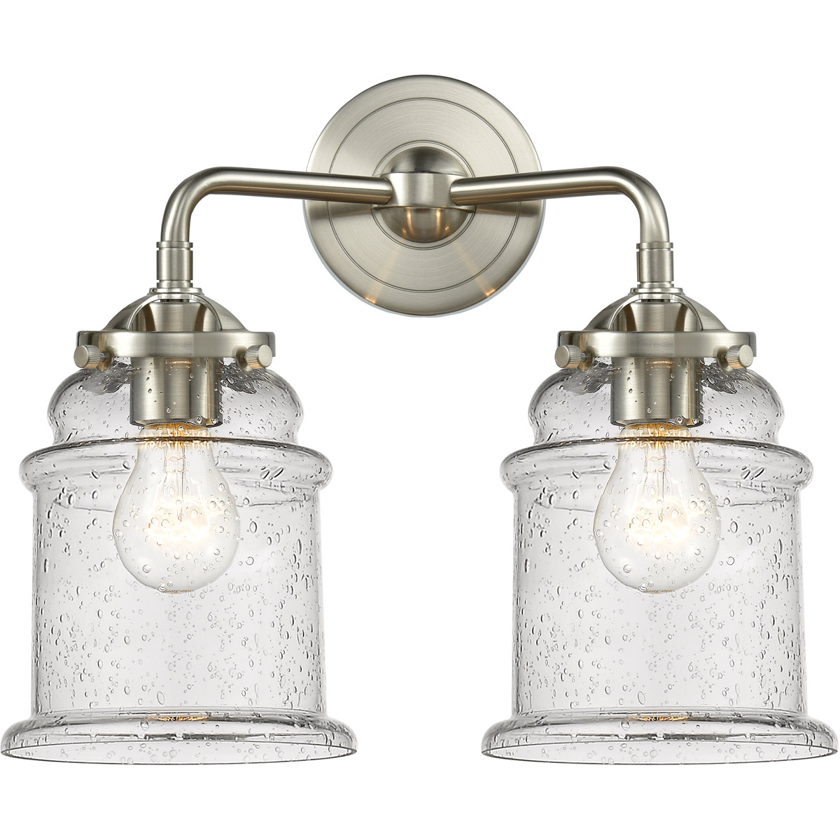Nouveau Small Canton 2 Light 13 inch Black Polished Nickel Bath Vanity Light Wall Light in Clear Glass, Nouveau