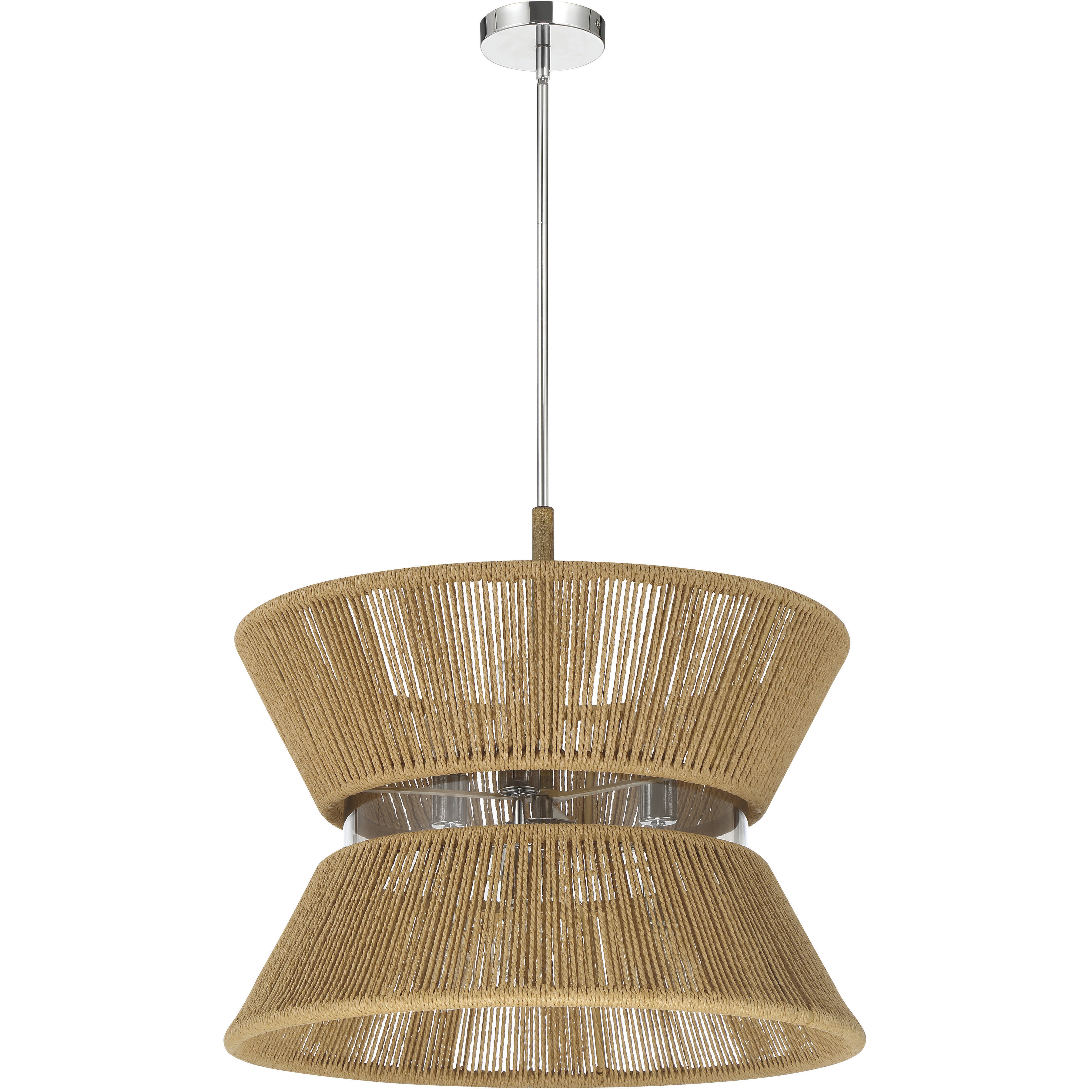 Serena 6 Light 24.13 inch Chrome/Walnut Pendant Ceiling Light in Chrome and Walnut